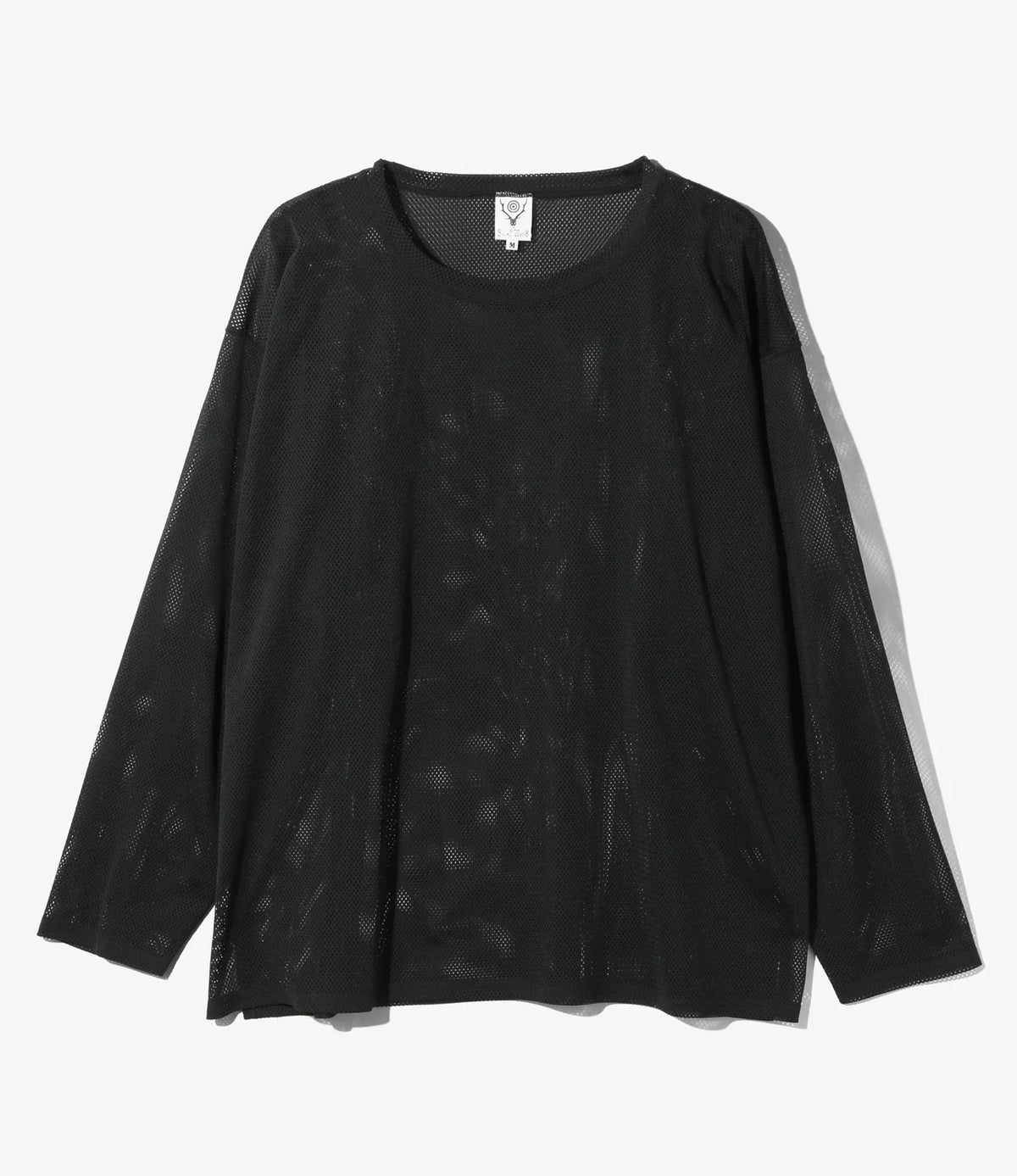 South2 West8 - L/S Crew Neck Shirt - Black - Knit Mesh | Nepenthes
