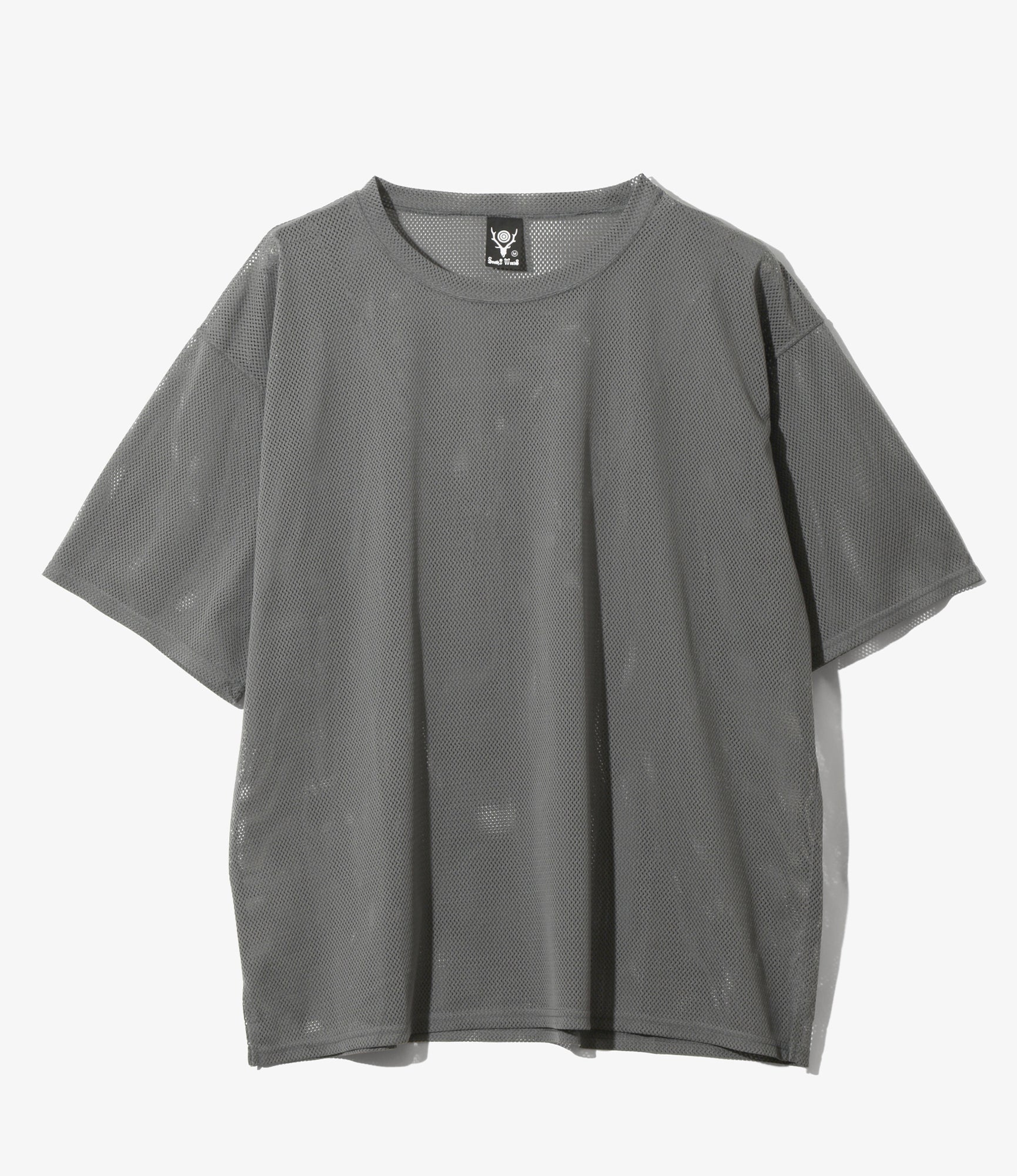 South2 West8 - S/S Crew Neck Shirt - Grey - Knit Mesh | Nepenthes