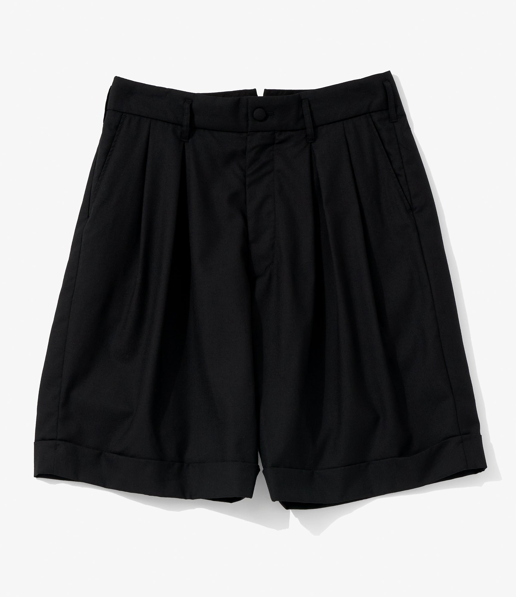Bontan Shorts for NNY + Blue in Green - Black Tropical Wool