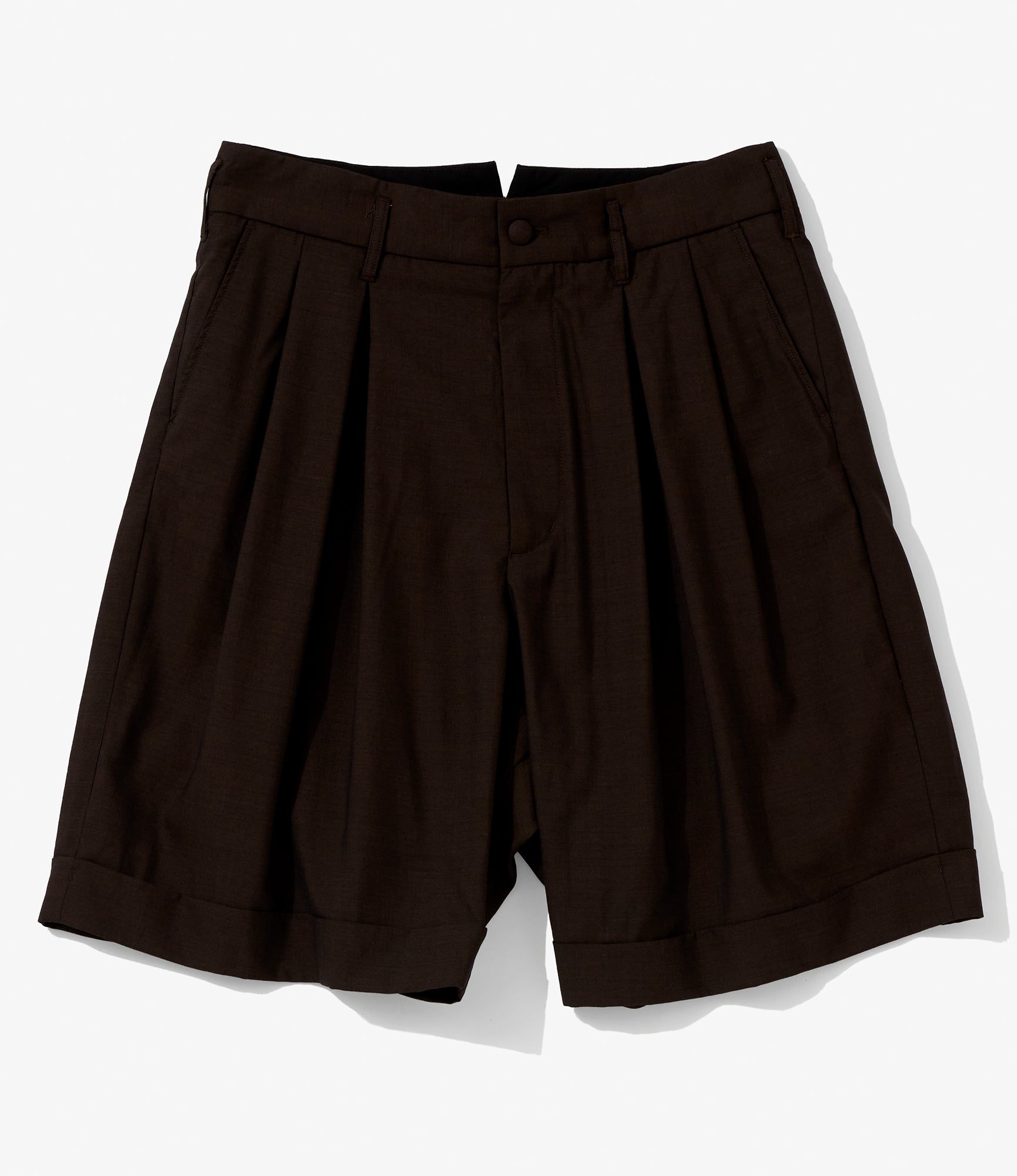 Bontan Shorts for NNY + Blue in Green - Dk. Brown Tropical Wool