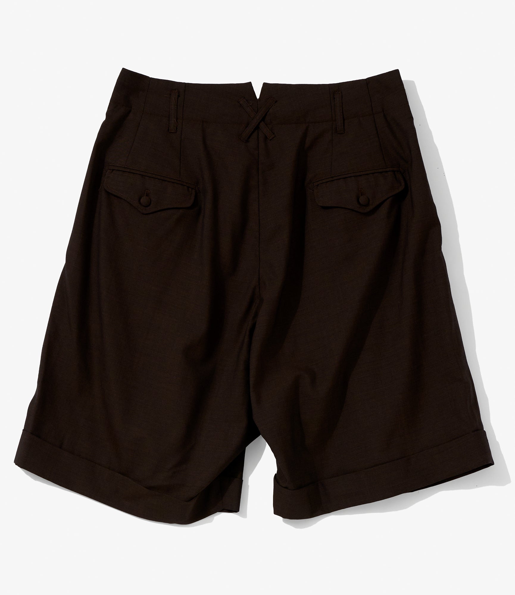 Bontan Shorts for NNY + Blue in Green - Dk. Brown Tropical Wool