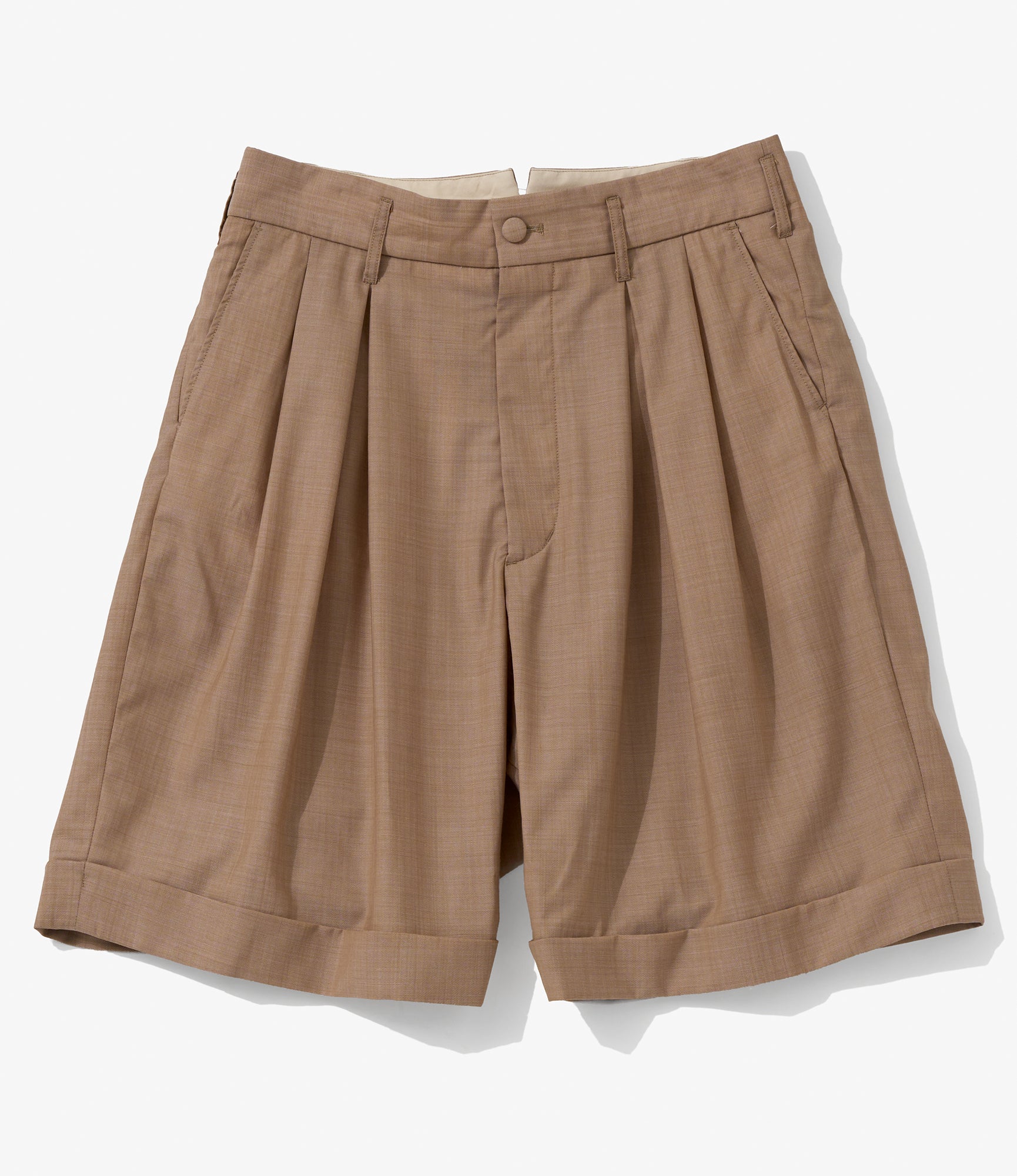Bontan Shorts for NNY + Blue in Green - Khaki Tropical Wool