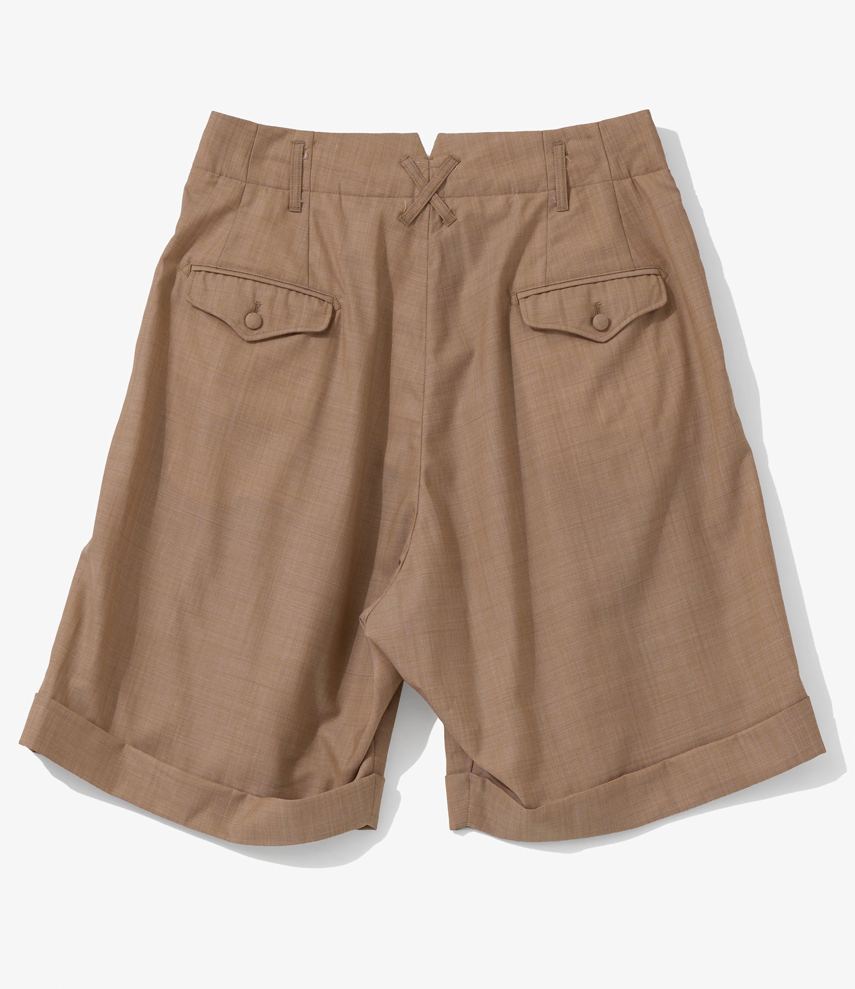 Bontan Shorts for NNY + Blue in Green - Khaki Tropical Wool