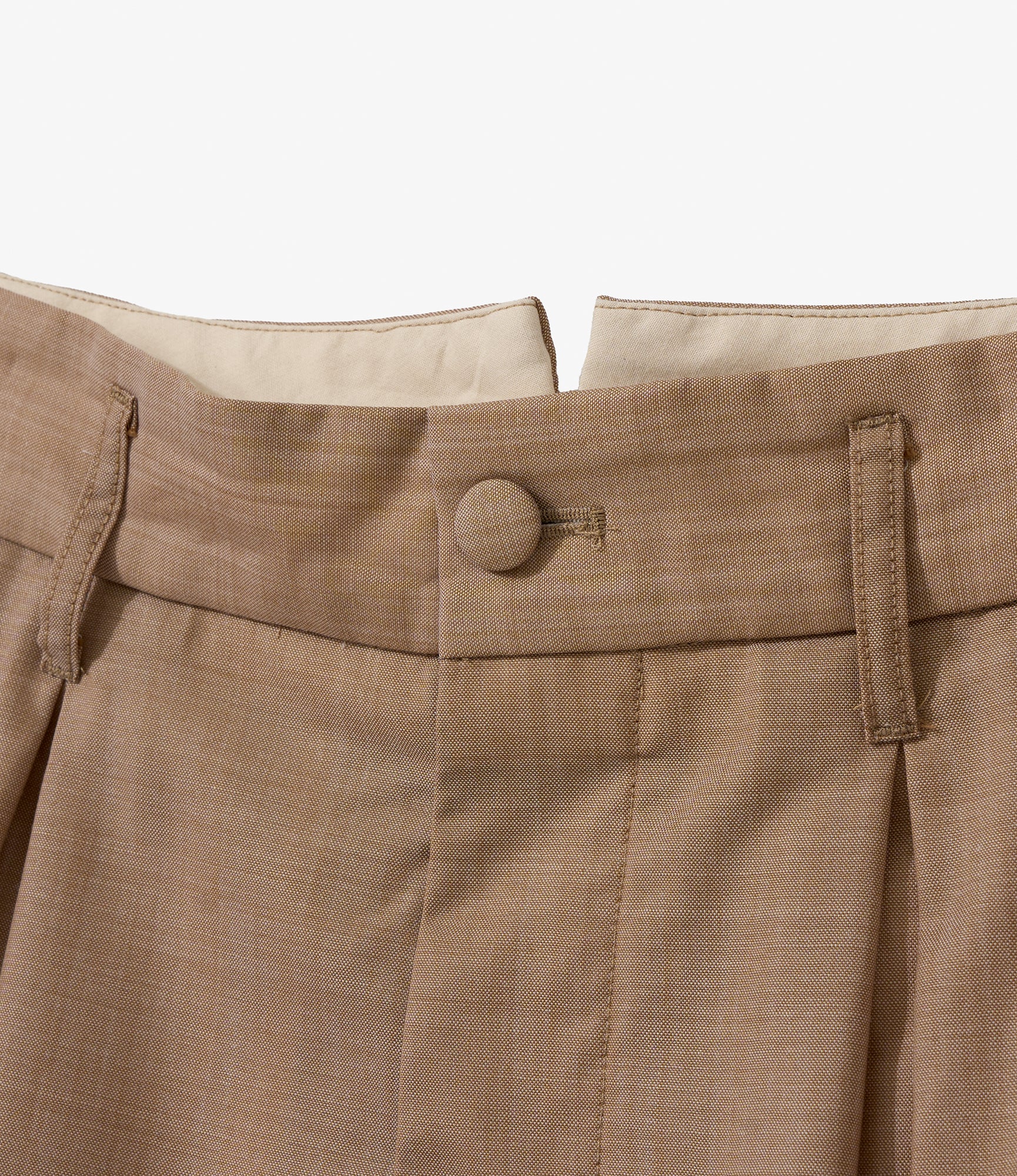 Bontan Shorts for NNY + Blue in Green - Khaki Tropical Wool