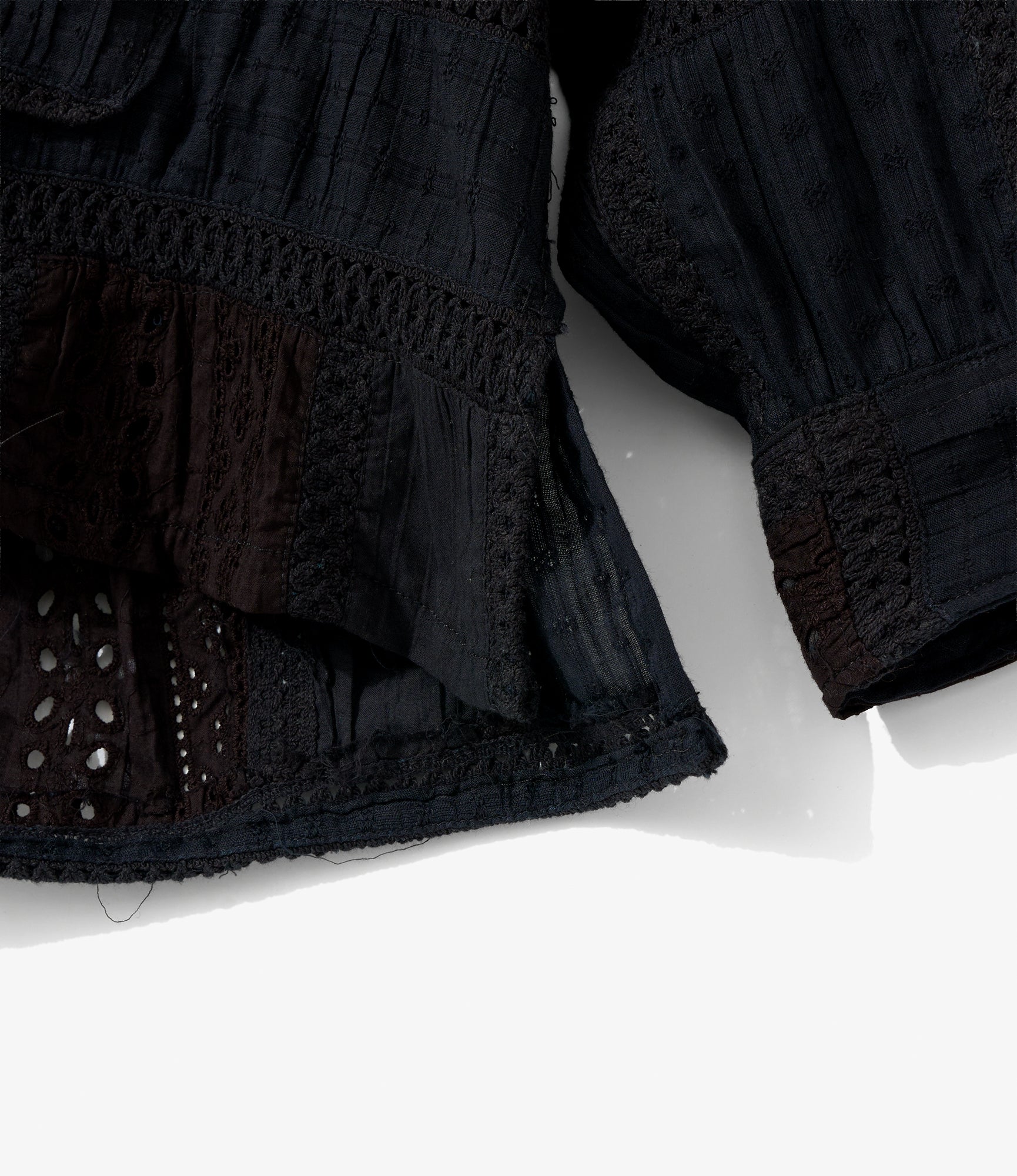 Classic Over Shirt for NNY + Blue in Green - Black Cotton Lace Patchwork