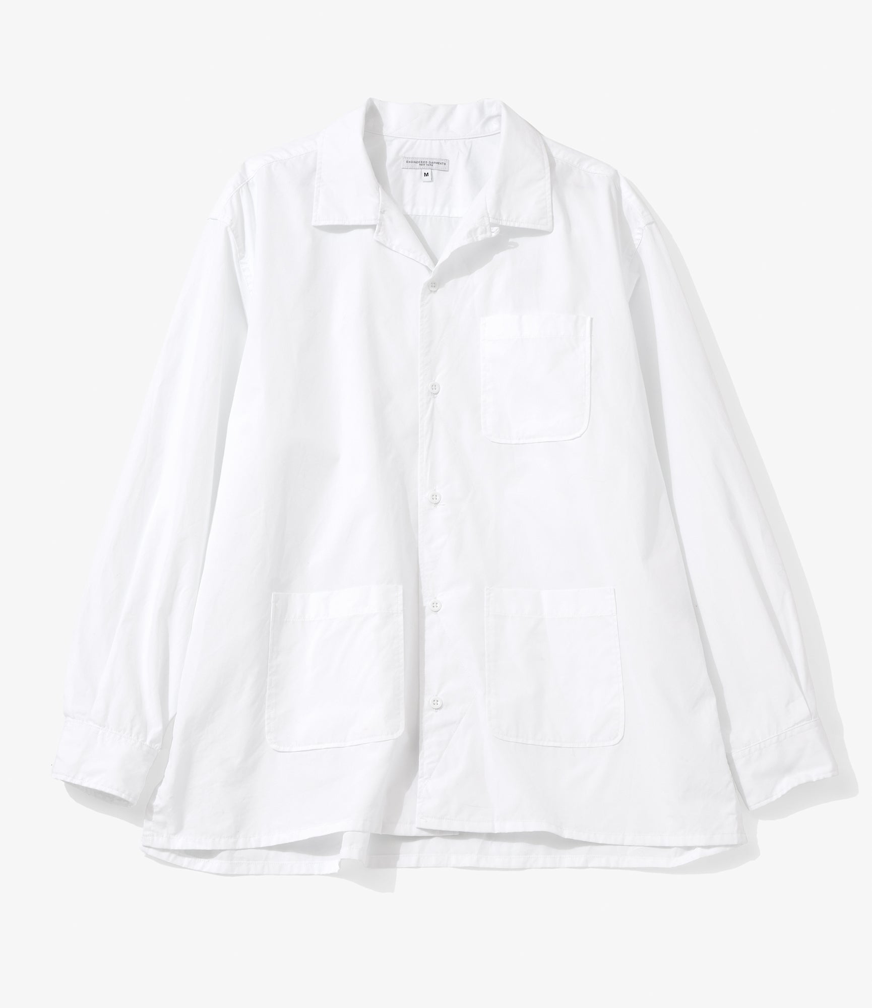 Classic Over Shirt for NNY + Blue in Green - White 100's Broadcloth