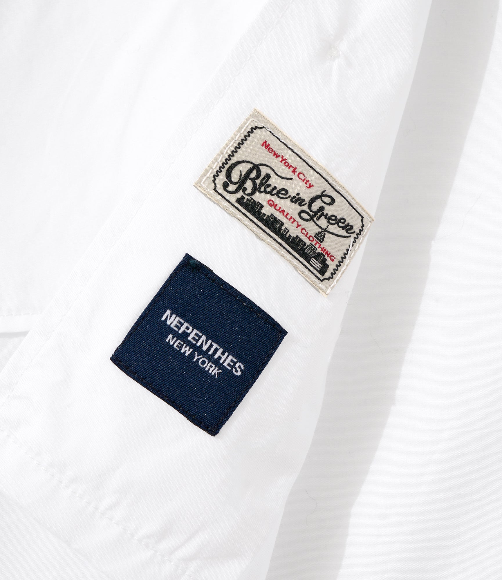 Classic Over Shirt for NNY + Blue in Green - White 100's Broadcloth