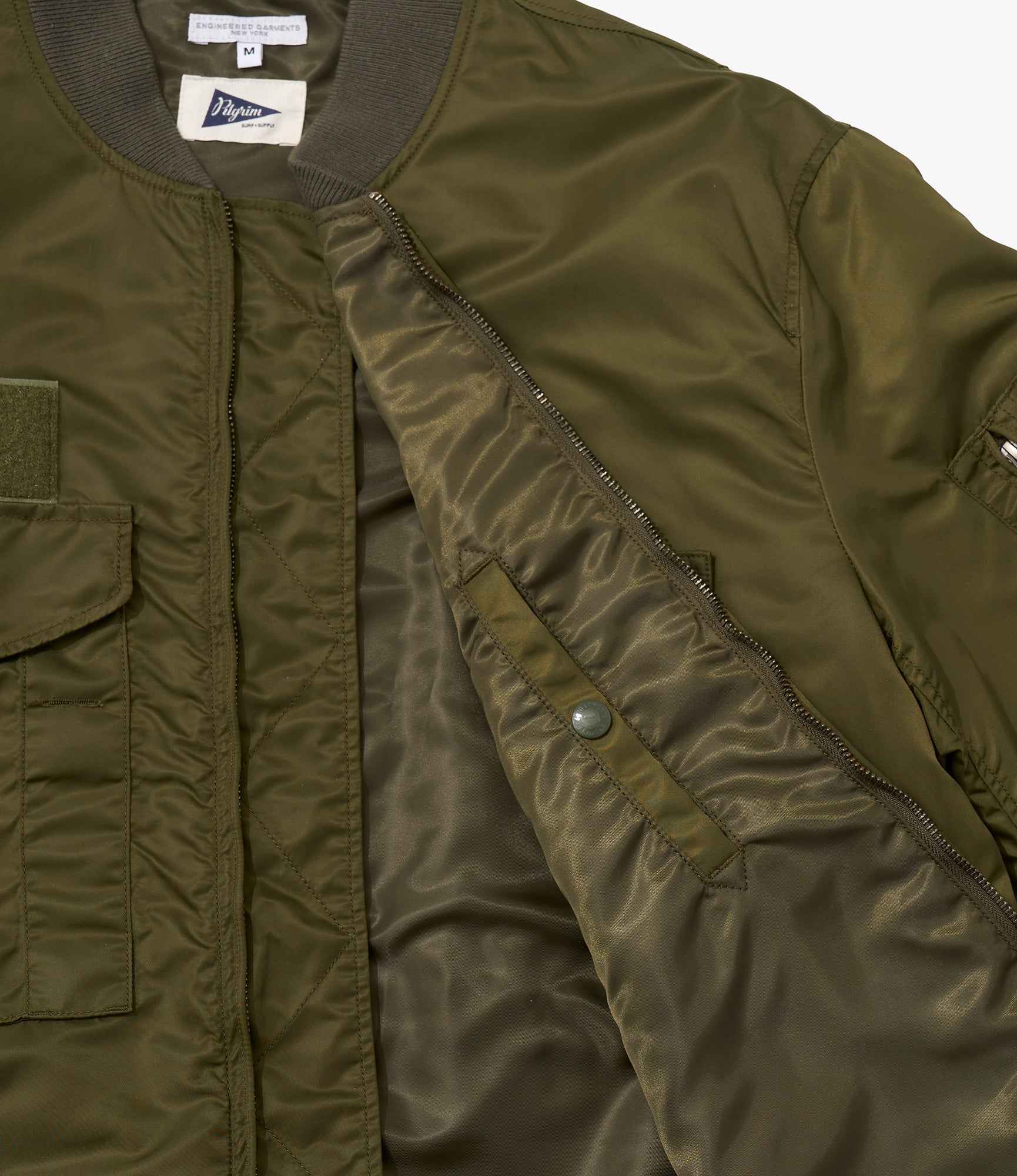 Engineered Garments for Pilgrim - Flight Jacket - Olive Flight Satin Nylon