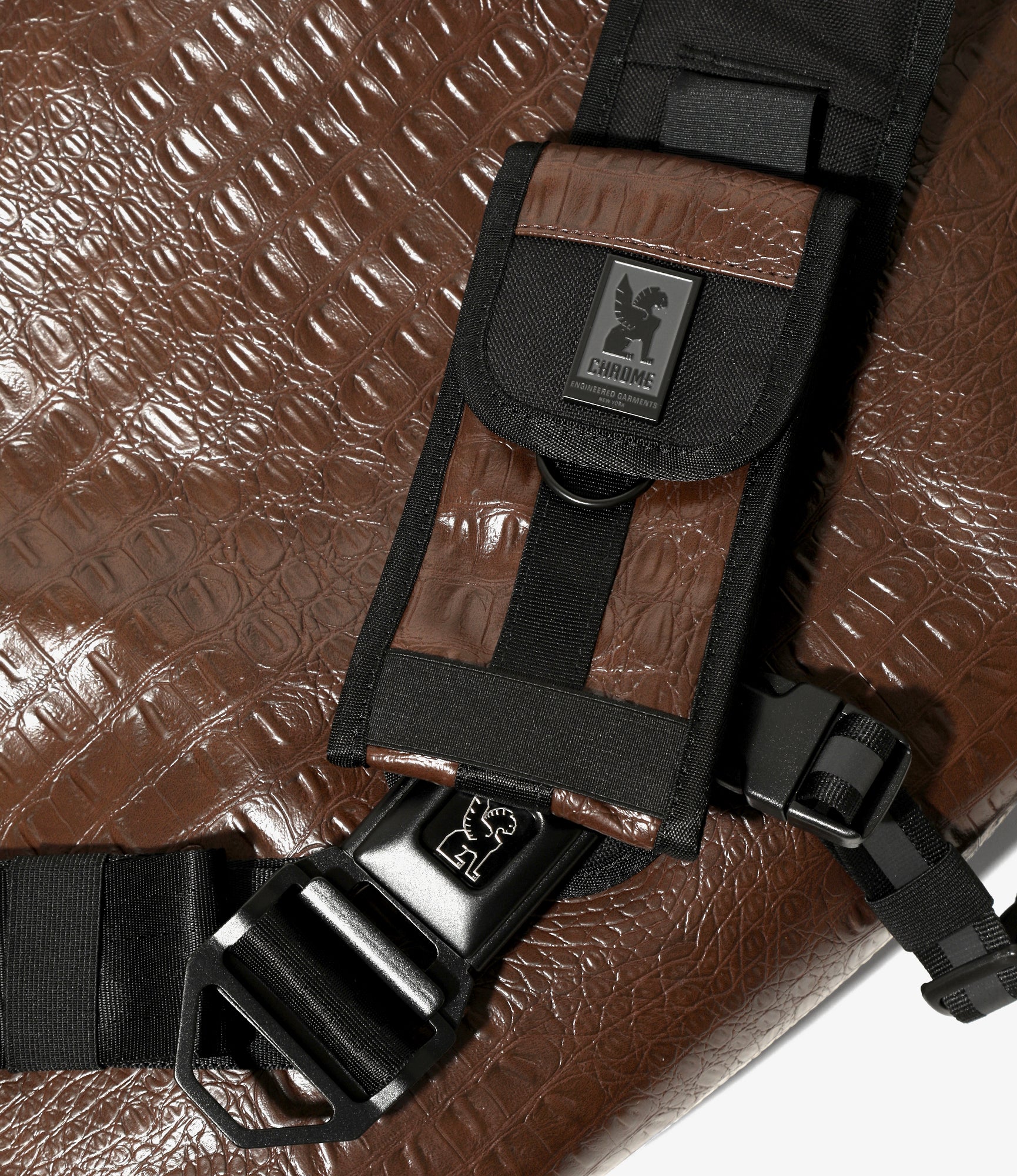 Chrome x Engineered Garments - Citizen 24L Messenger Bag - Brown Stamped Croc