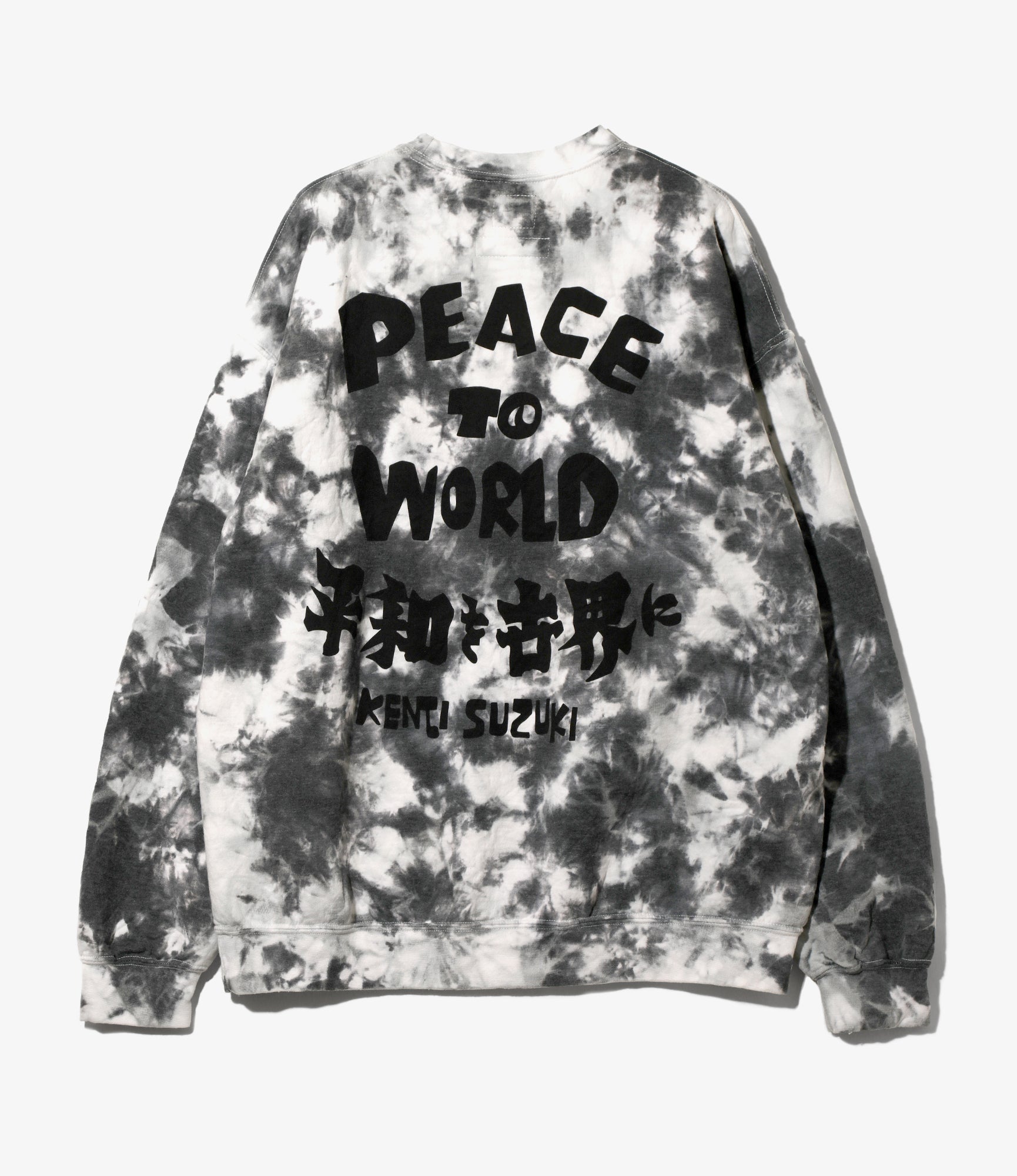 Needles x Sasquatch - Slowgun Sweat Shirt - White x Black - Peace to World / Tie Dye A