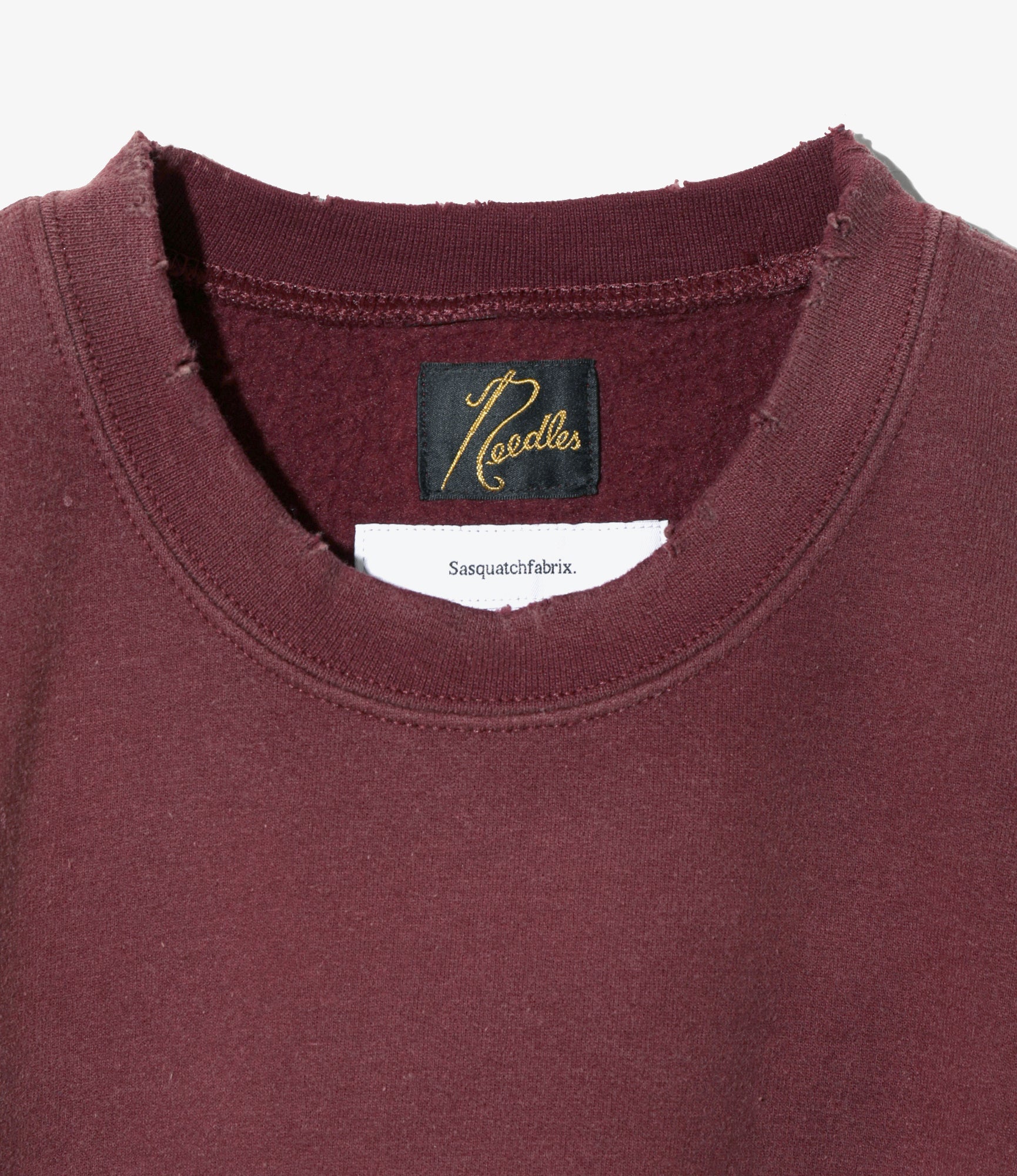 Needles x Sasquatchfabrix - Slowgun Sweat Shirt - Bordeaux - Peace to World / Solid