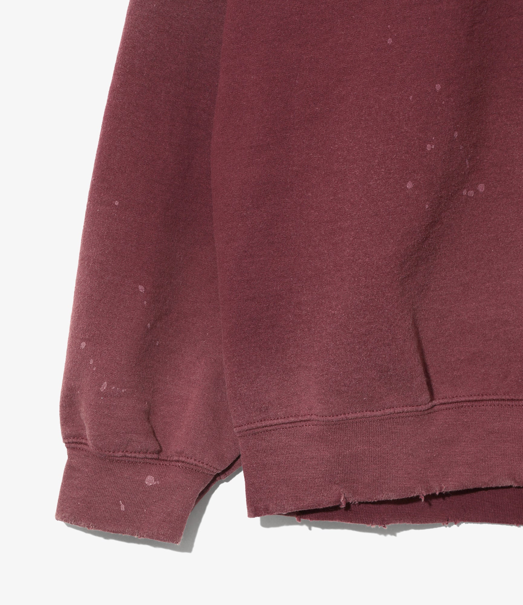 Needles x Sasquatchfabrix - Slowgun Sweat Shirt - Bordeaux - Peace to World / Solid