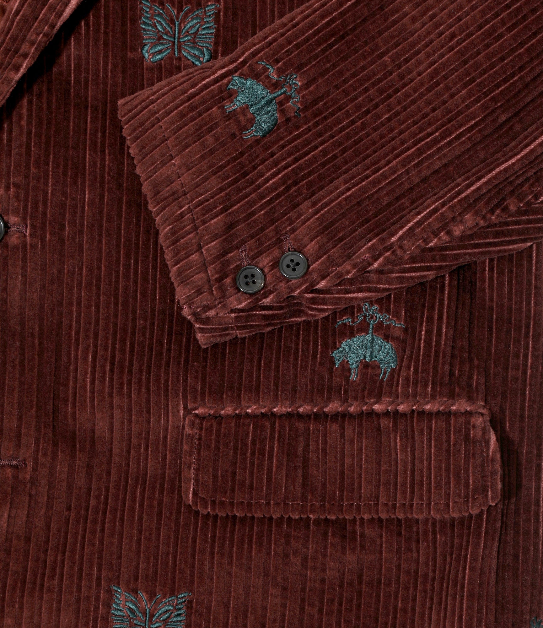 Needles x Brooks Brothers 3B Sack Jacket - Bordeaux - Emb. Corduroy