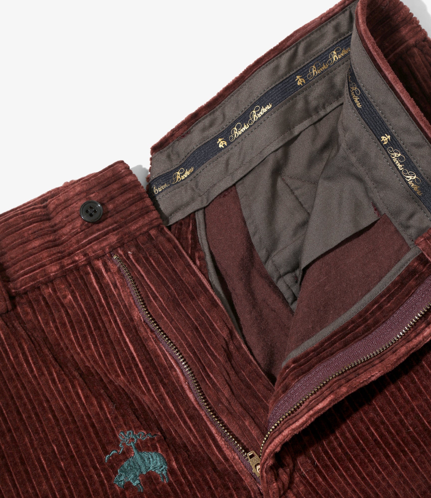 Needles x Brooks Brothers Wide Trousers - Bordeaux - Emb. Corduroy