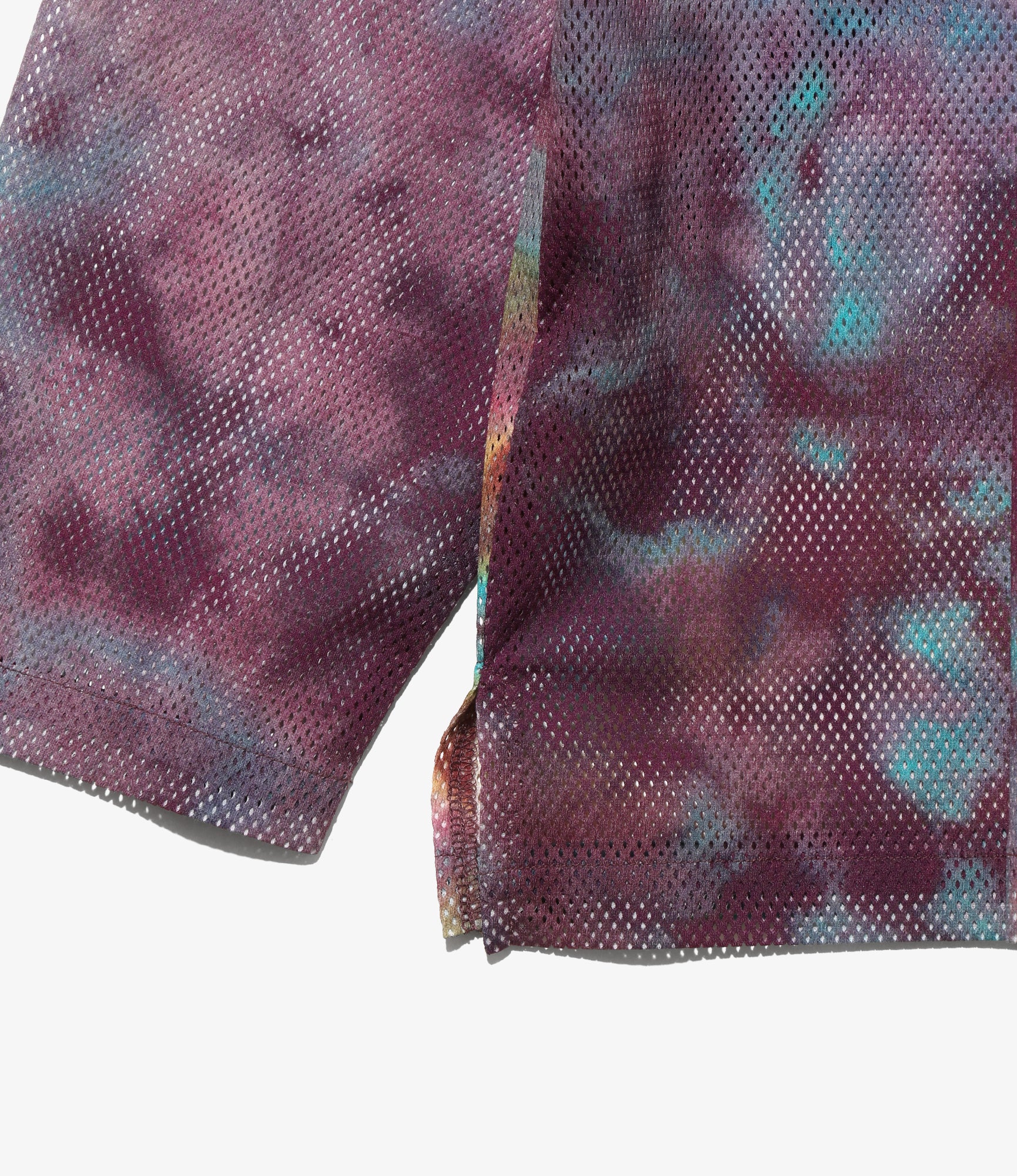 S.S. Crew Neck Shirt - Purple - Knit Mesh / Tie dye