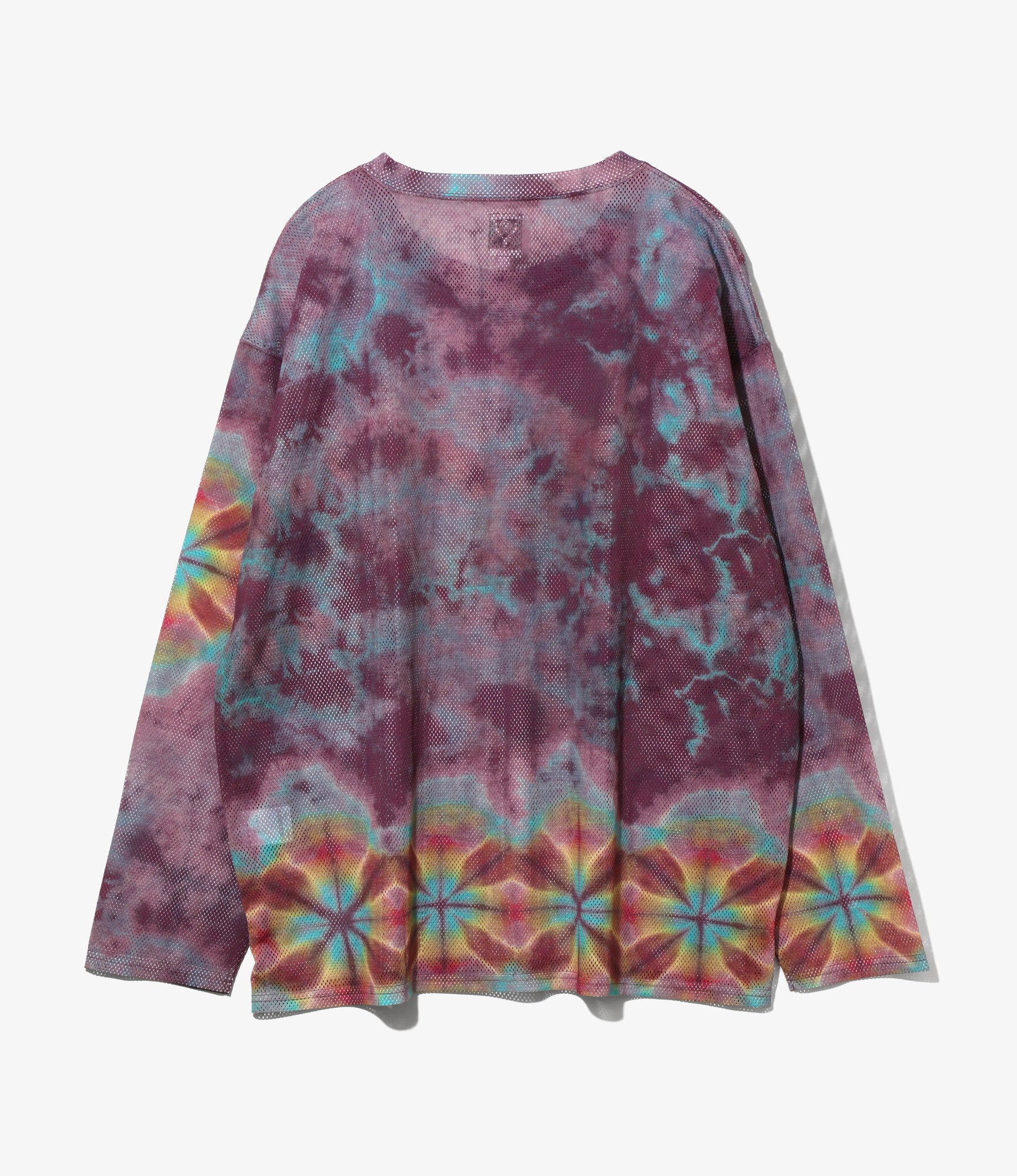 S.S. Crew Neck Shirt - Purple - Knit Mesh / Tie dye