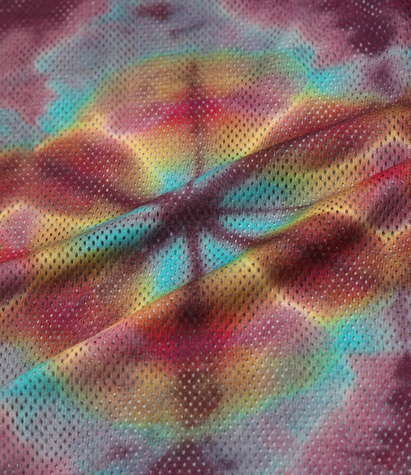 S.S. Crew Neck Shirt - Purple - Knit Mesh / Tie dye