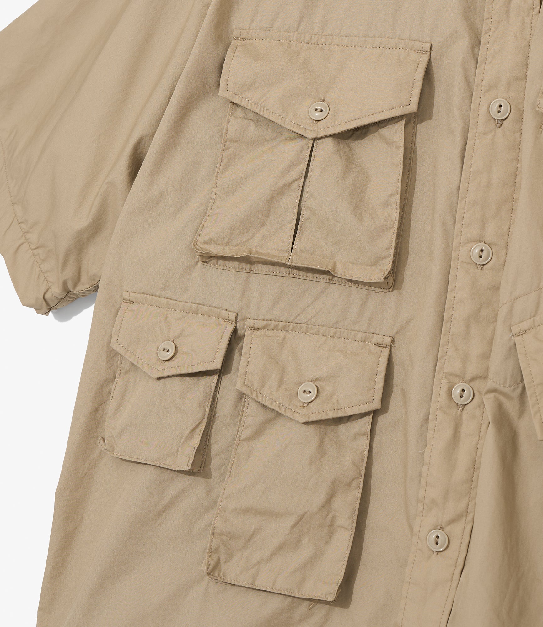 S/S Cargo Shirt for NNY x Blue in Green - Khaki Superfine Poplin