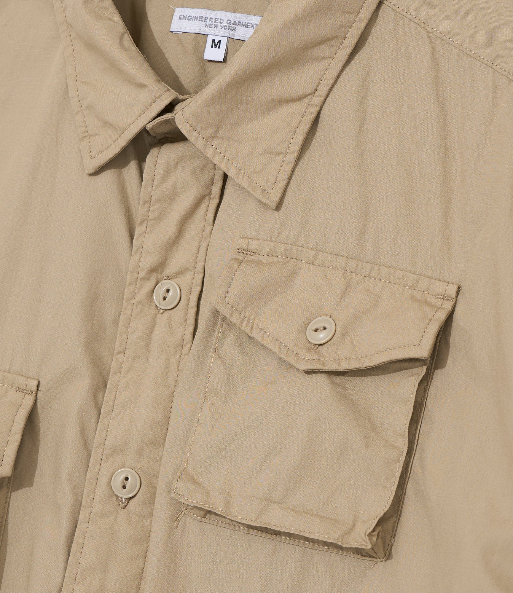 S/S Cargo Shirt for NNY x Blue in Green - Khaki Superfine Poplin