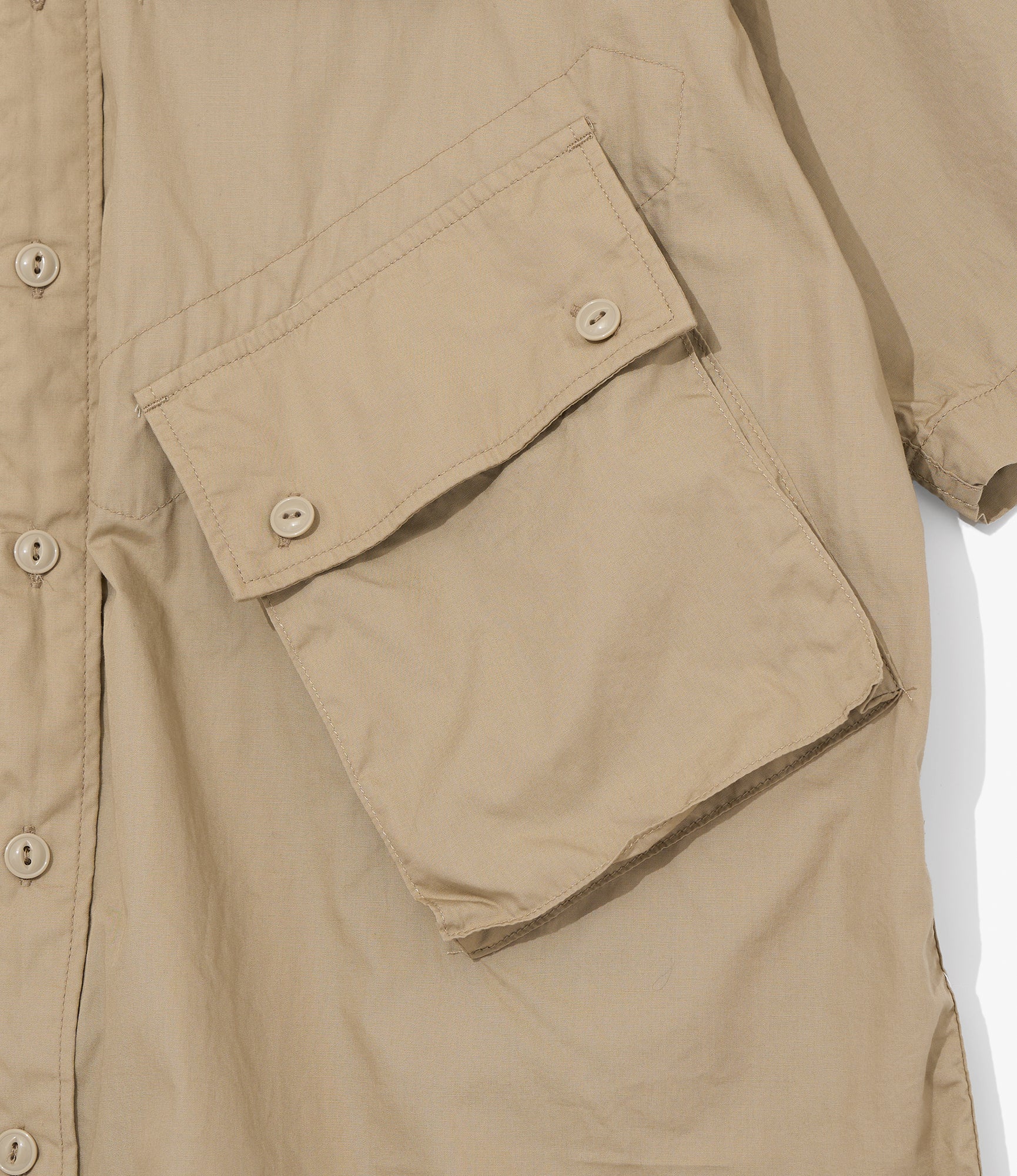 S/S Cargo Shirt for NNY x Blue in Green - Khaki Superfine Poplin