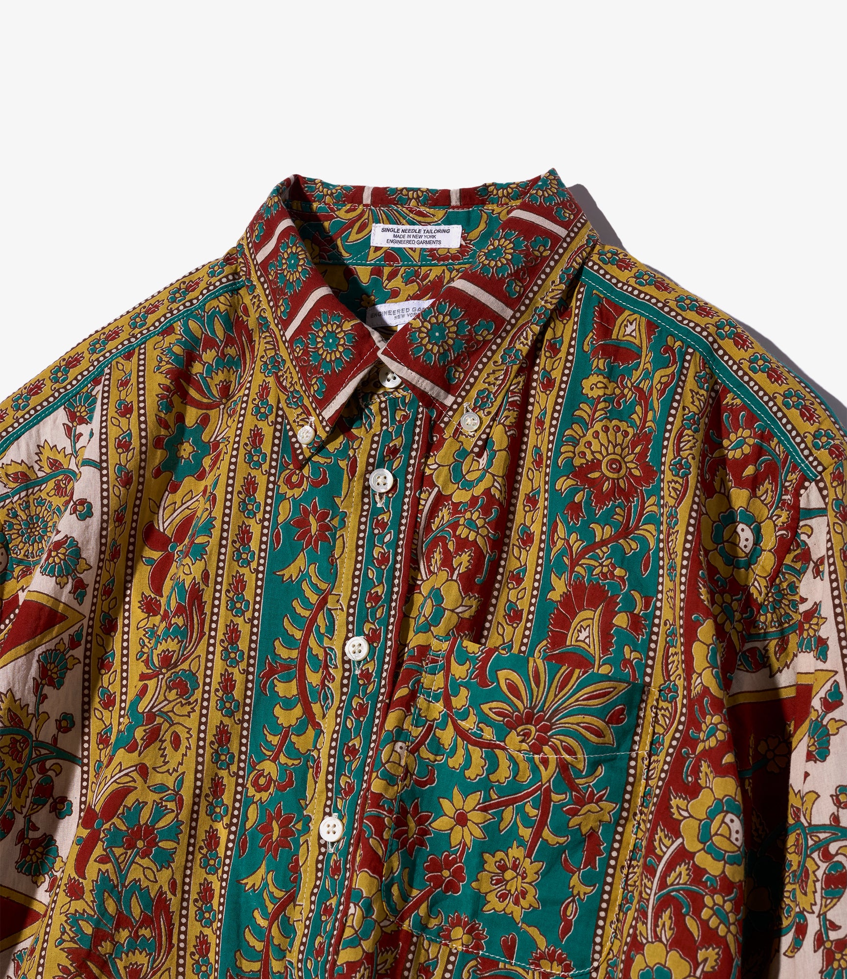 19th Century BD Shirt - Jade/Khaki Floral Stripe