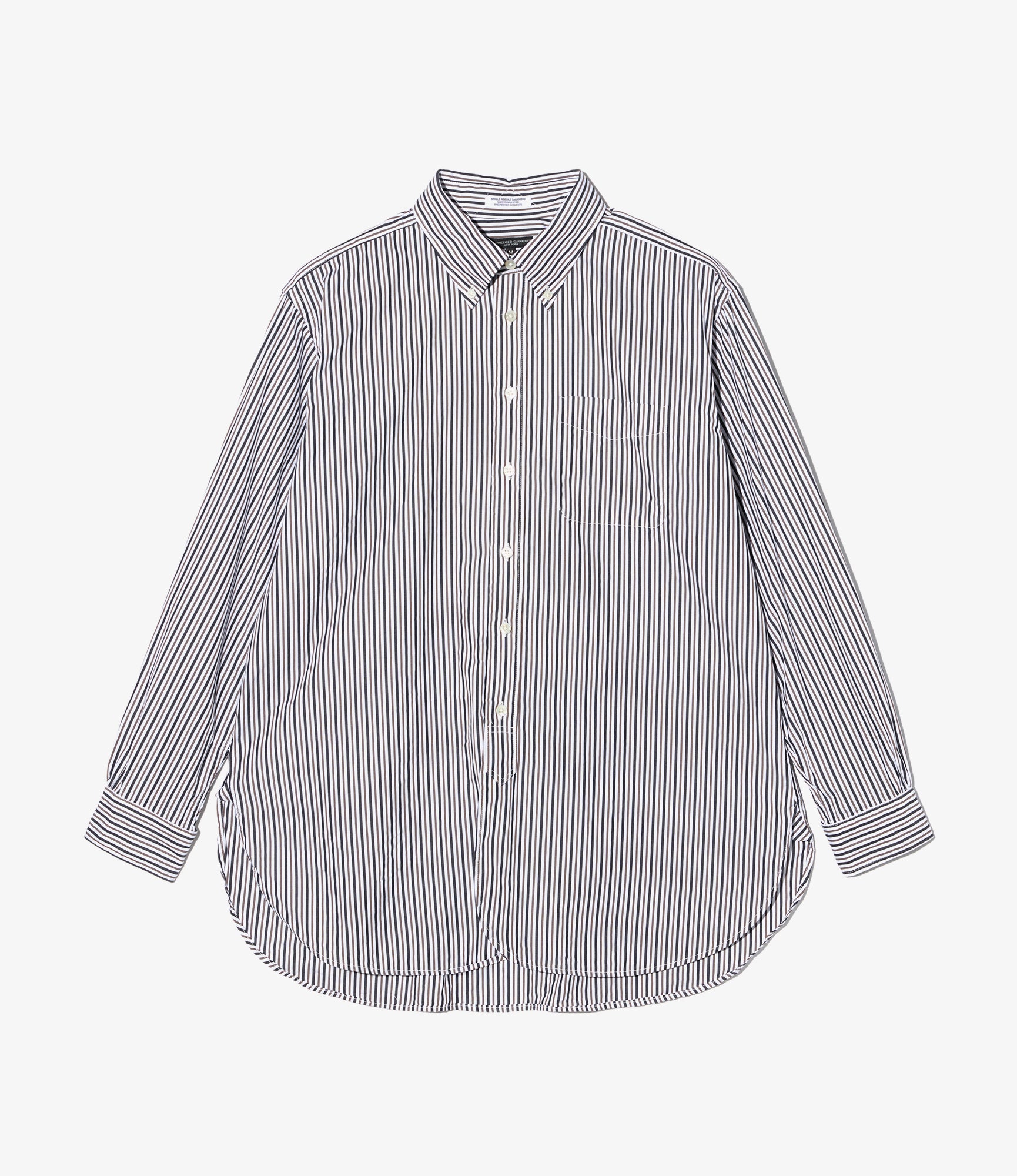 19th Century BD Shirt - White/Brown Stripe Cotton Broadcloth