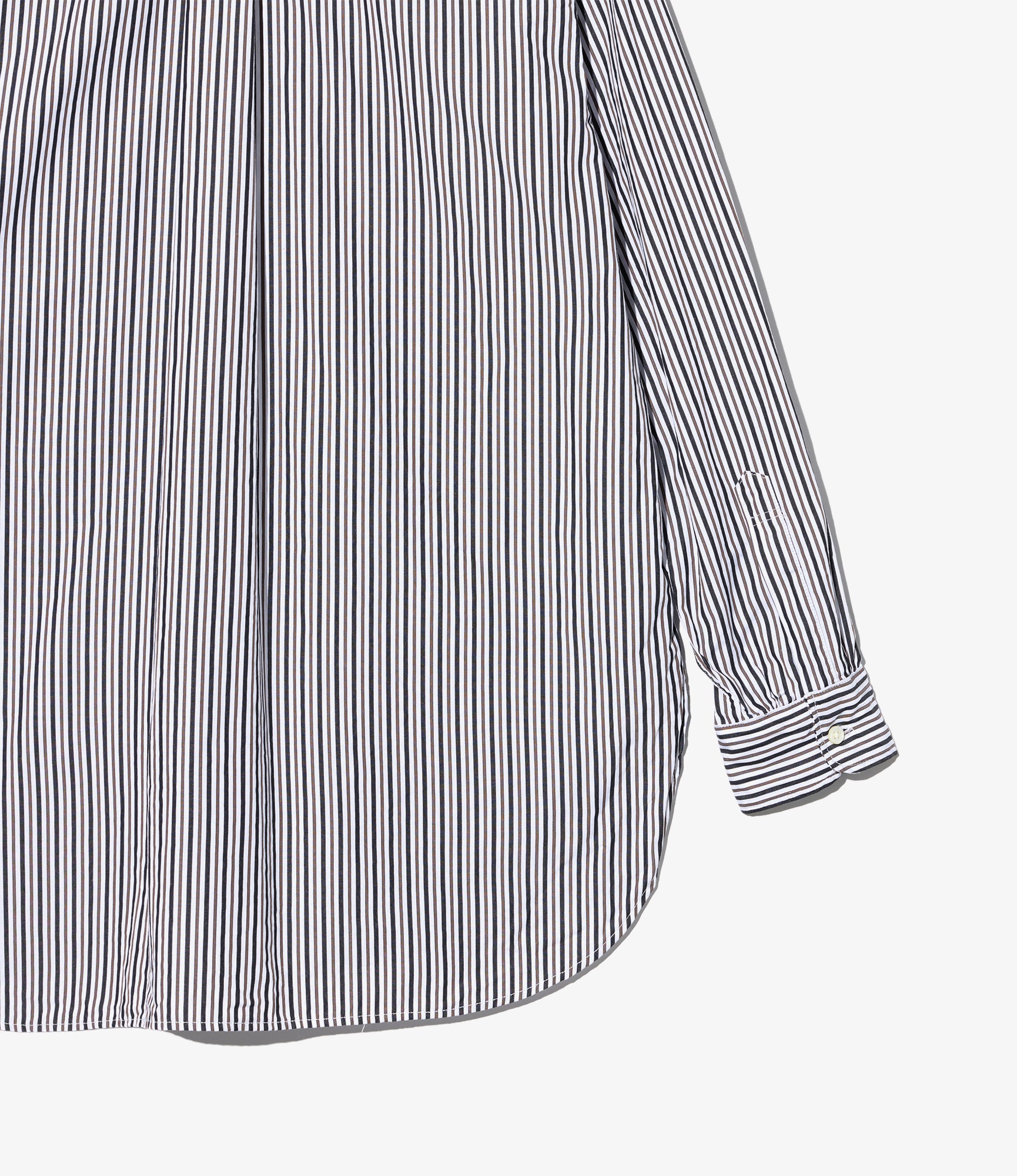 19th Century BD Shirt - White/Brown Stripe Cotton Broadcloth