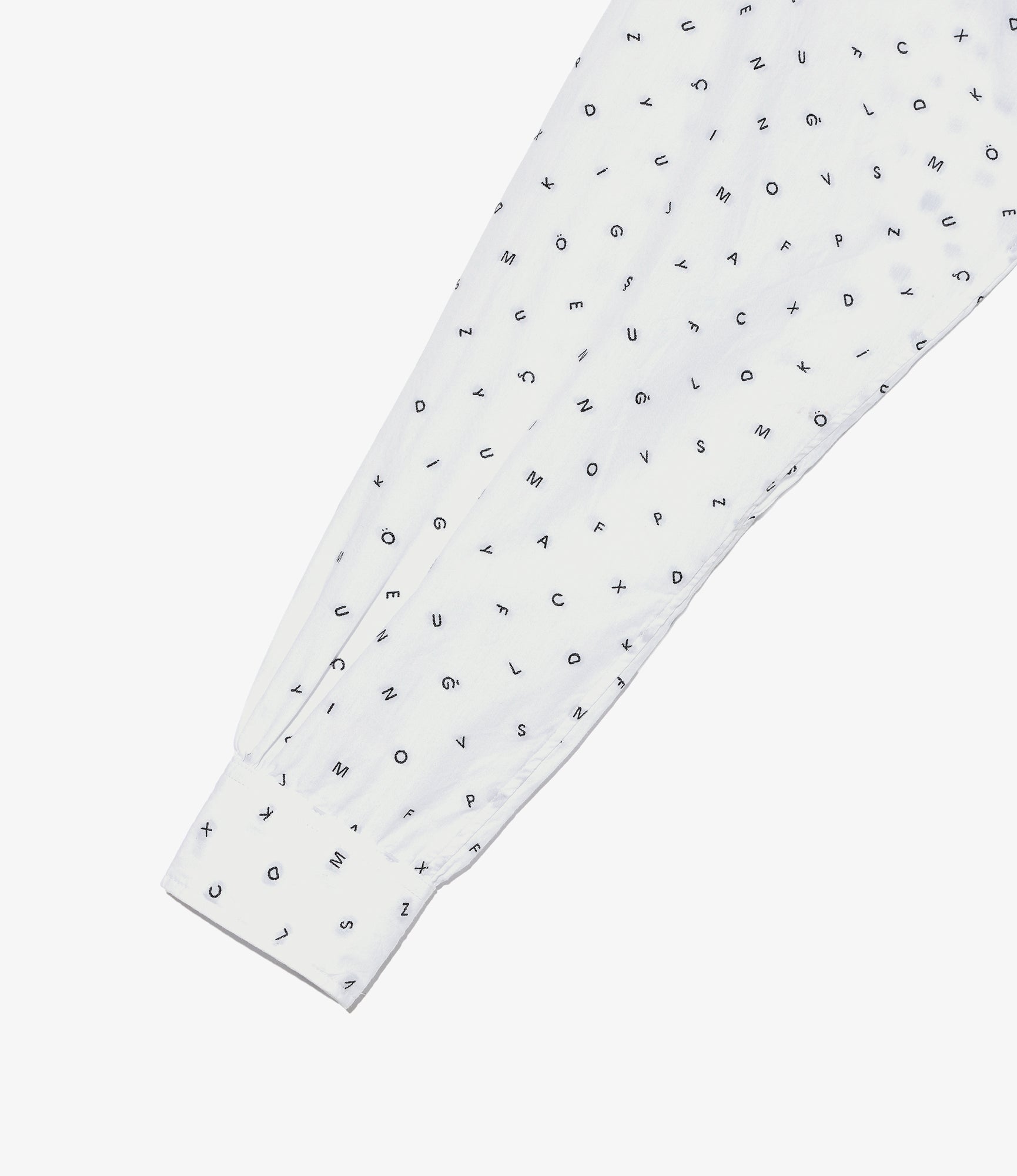 19th Century BD Shirt - White Cotton Alphabet Embroidery