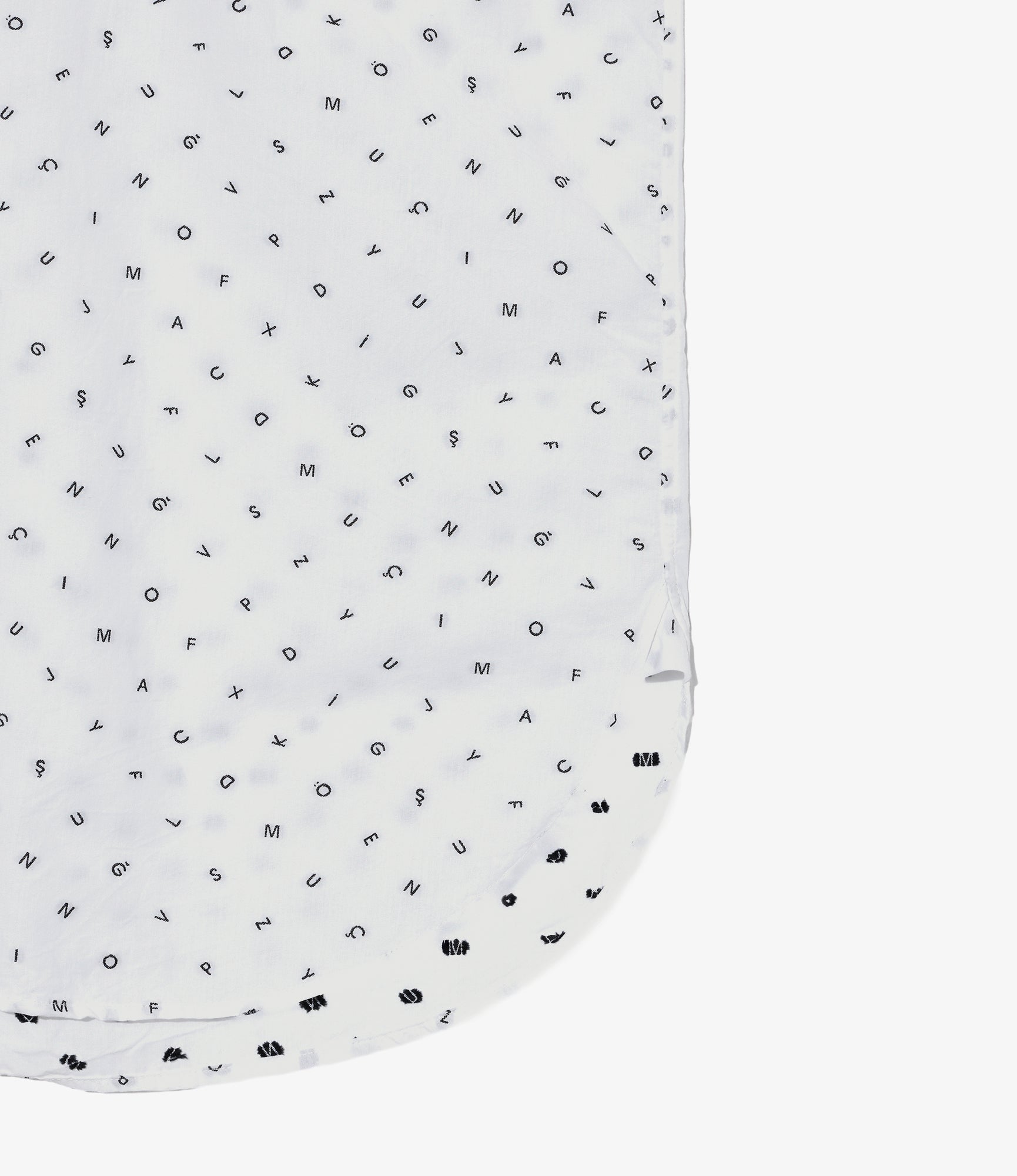 19th Century BD Shirt - White Cotton Alphabet Embroidery