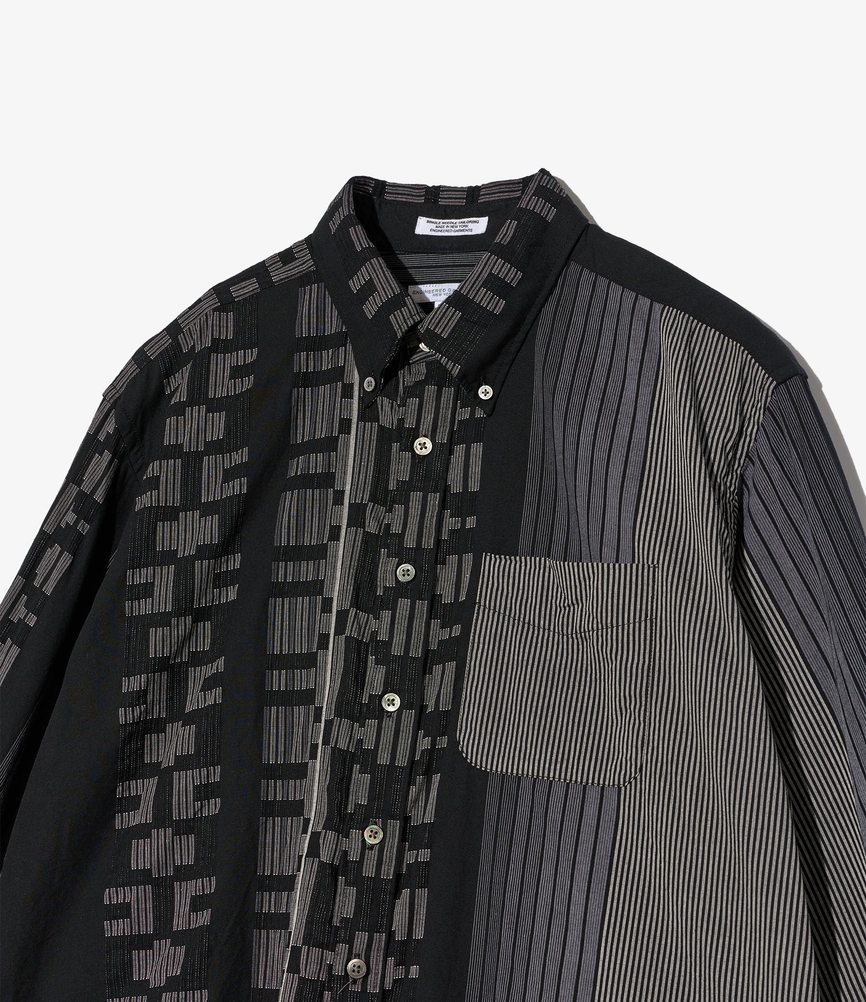 19th Century BD Shirt - Black/Grey Multi Pattern Stripe Jq.