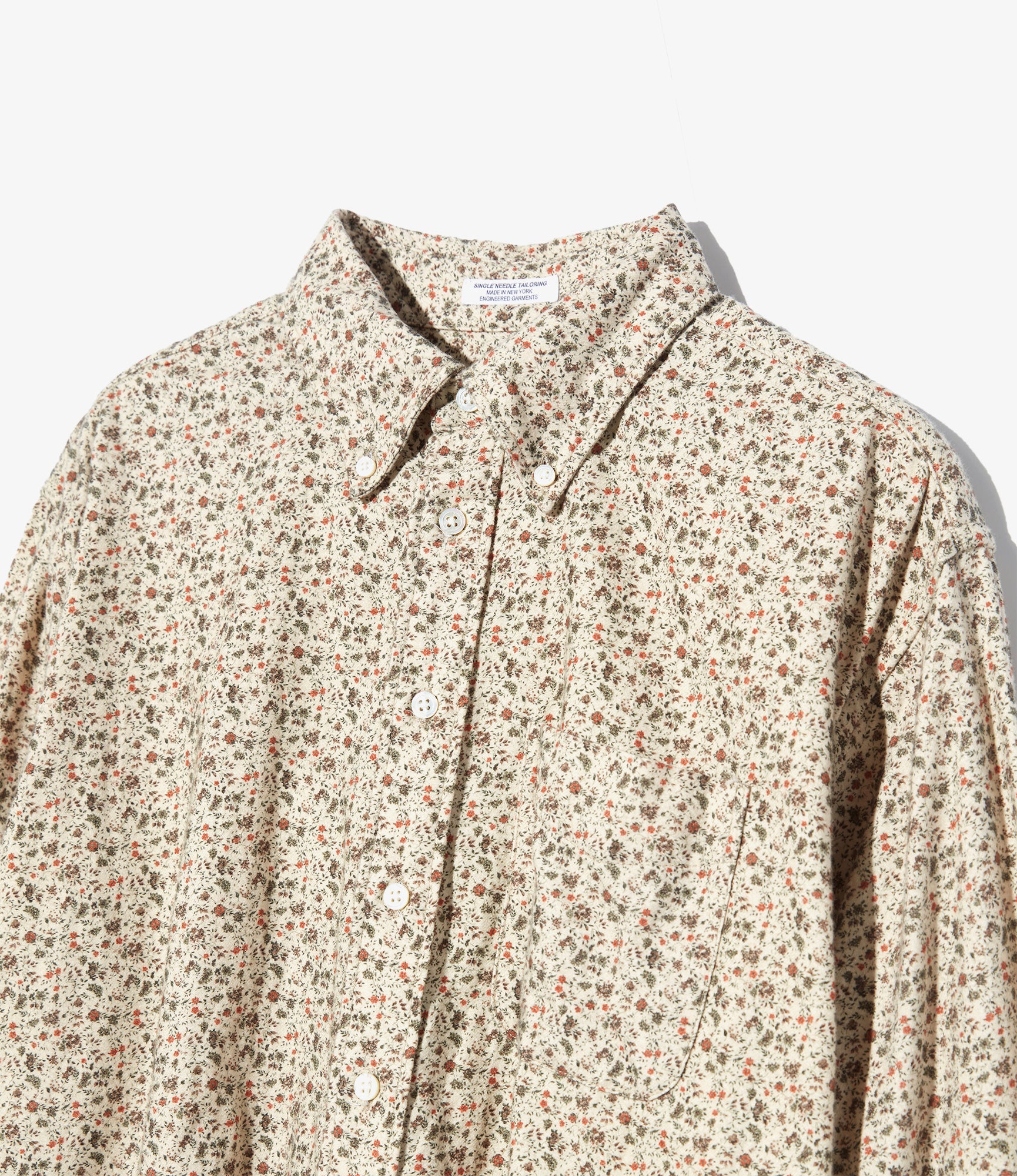 19th Century BD Shirt - Natural Cotton Small Floral Flannel