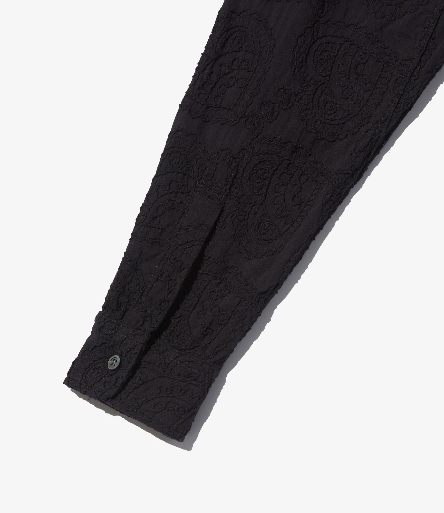 19th Century BD Shirt - Black Cotton Paisley Embroidery