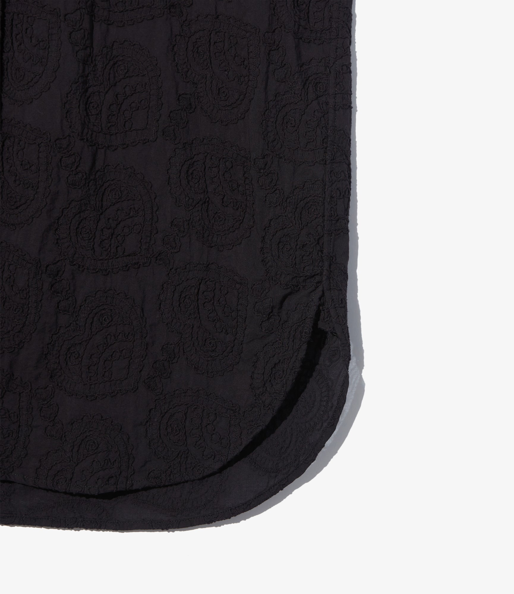 19th Century BD Shirt - Black Cotton Paisley Embroidery