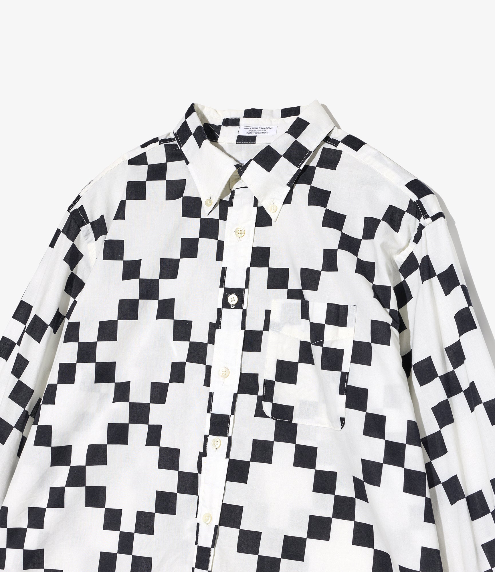 19th Century BD Shirt - White/Black Cotton Checker Print