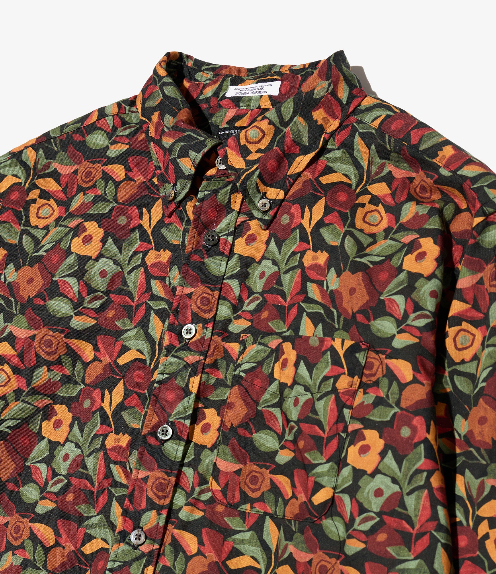19th Century BD Shirt - Orange/Black Cotton Rose Print