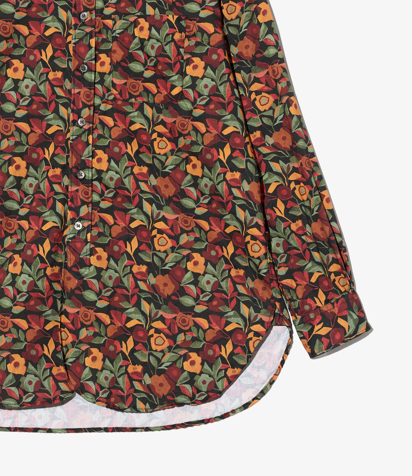 19th Century BD Shirt - Orange/Black Cotton Rose Print