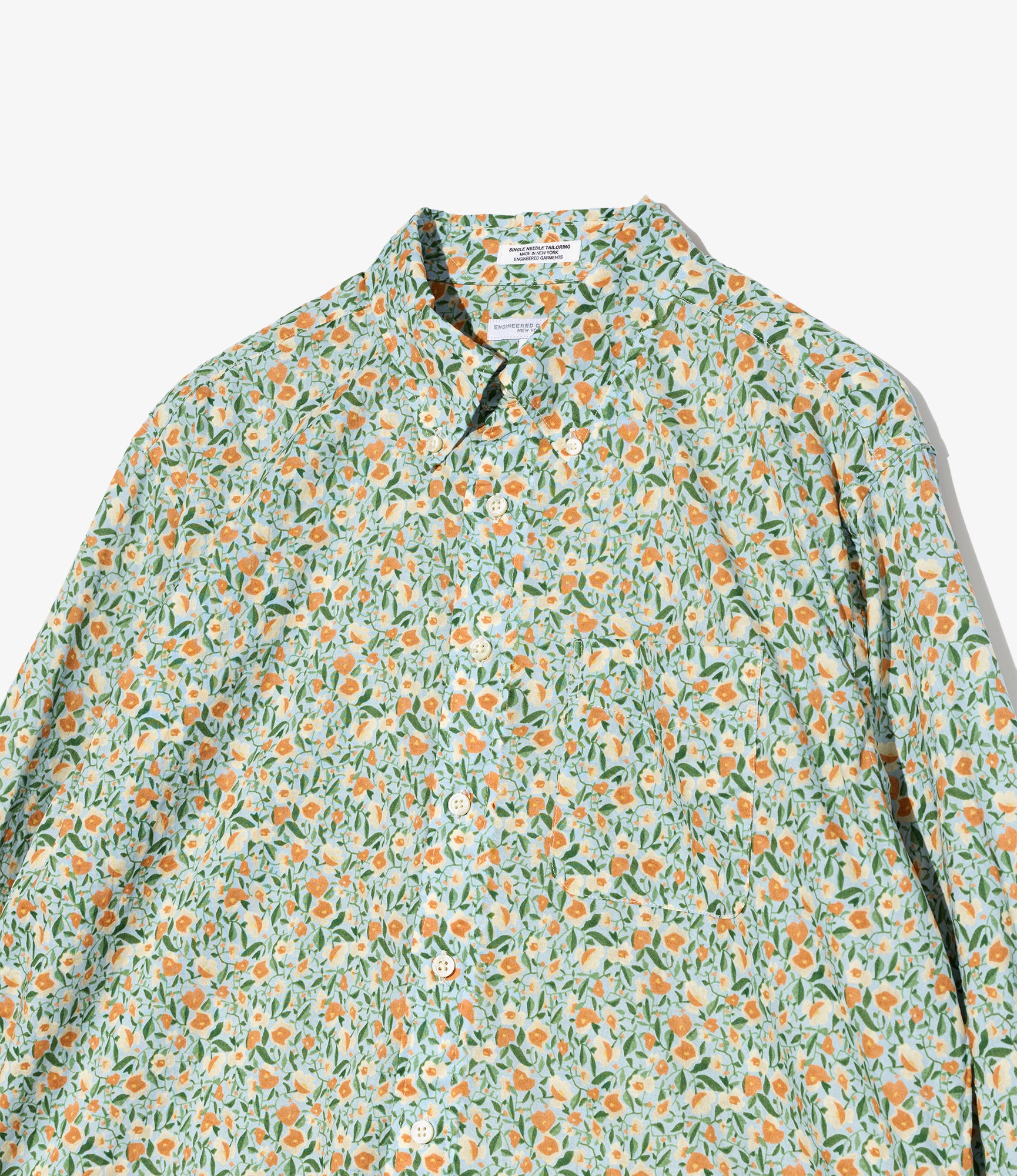 19th Century BD Shirt - Blue Small Floral Cotton Lawn