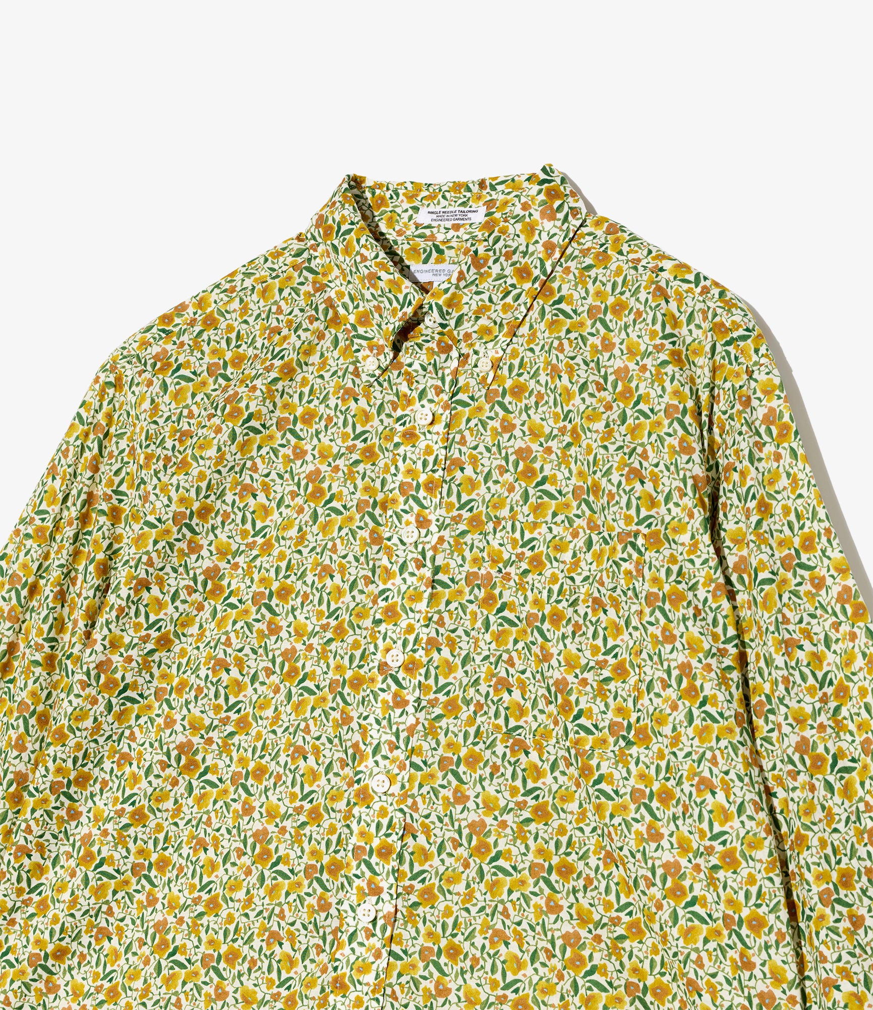 19th Century BD Shirt - Yellow Small Floral Cotton Lawn