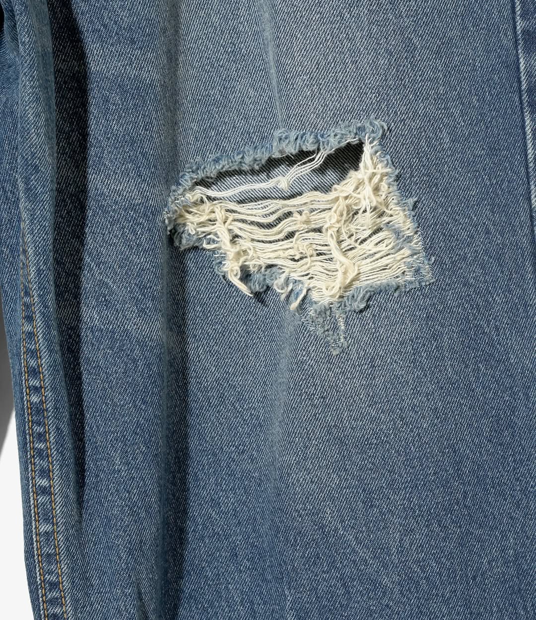 Women's 90's Loose Straight Pants - Indigo - Damaged Denim