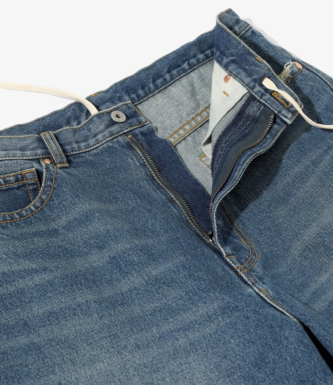 Women's 90's Loose Straight Pants - Indigo - Damaged Denim