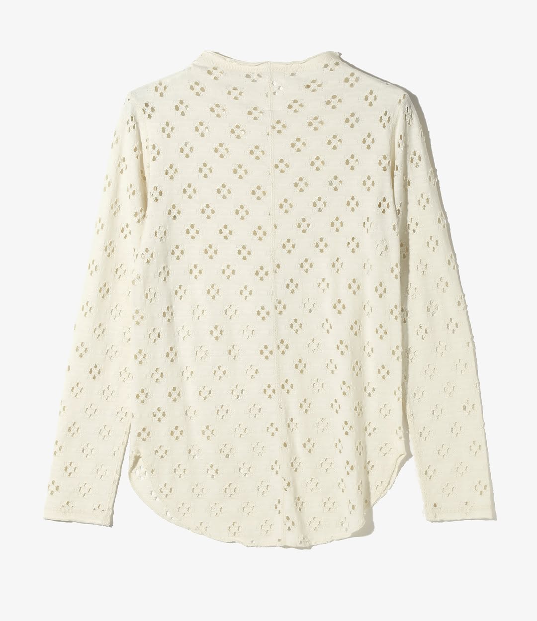 Mock Neck Tee - Natural - Cutwork