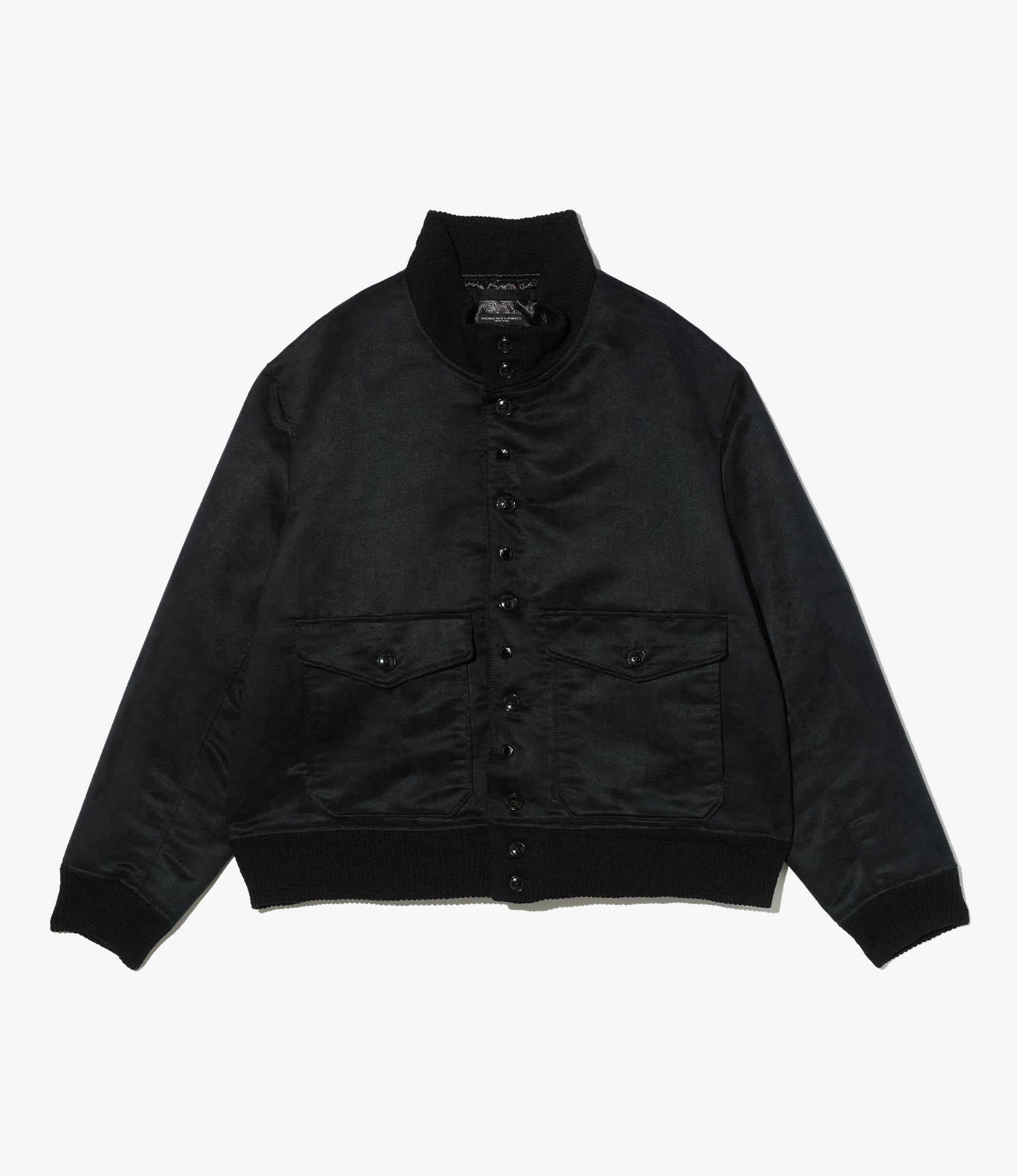 A-1 Jacket - Black Polyester Fake Suede