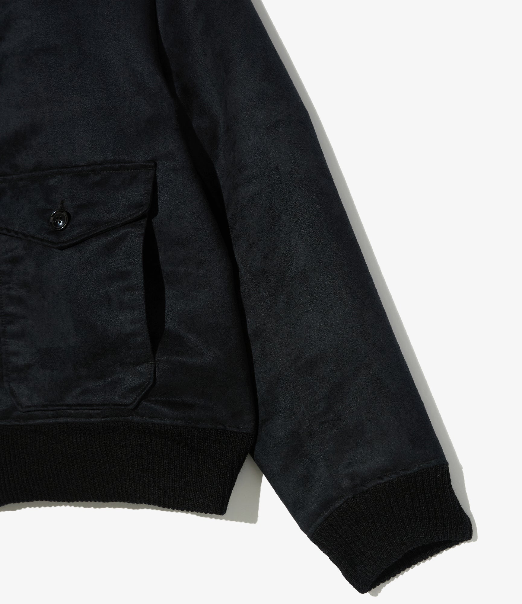 A-1 Jacket - Black Polyester Fake Suede