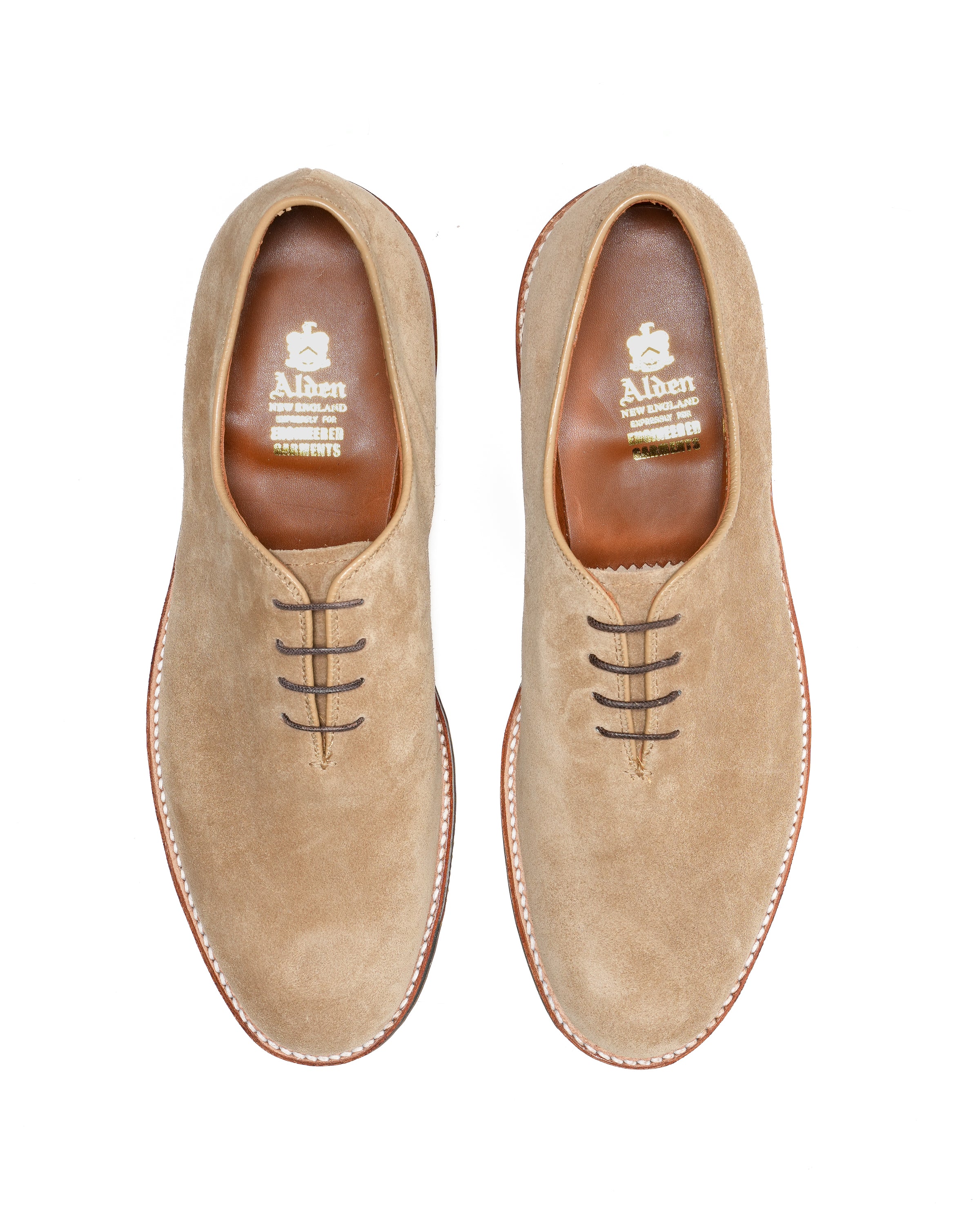 Engineered Garments x Alden - Wholecut  Plain Toe Oxford - Tan Suede