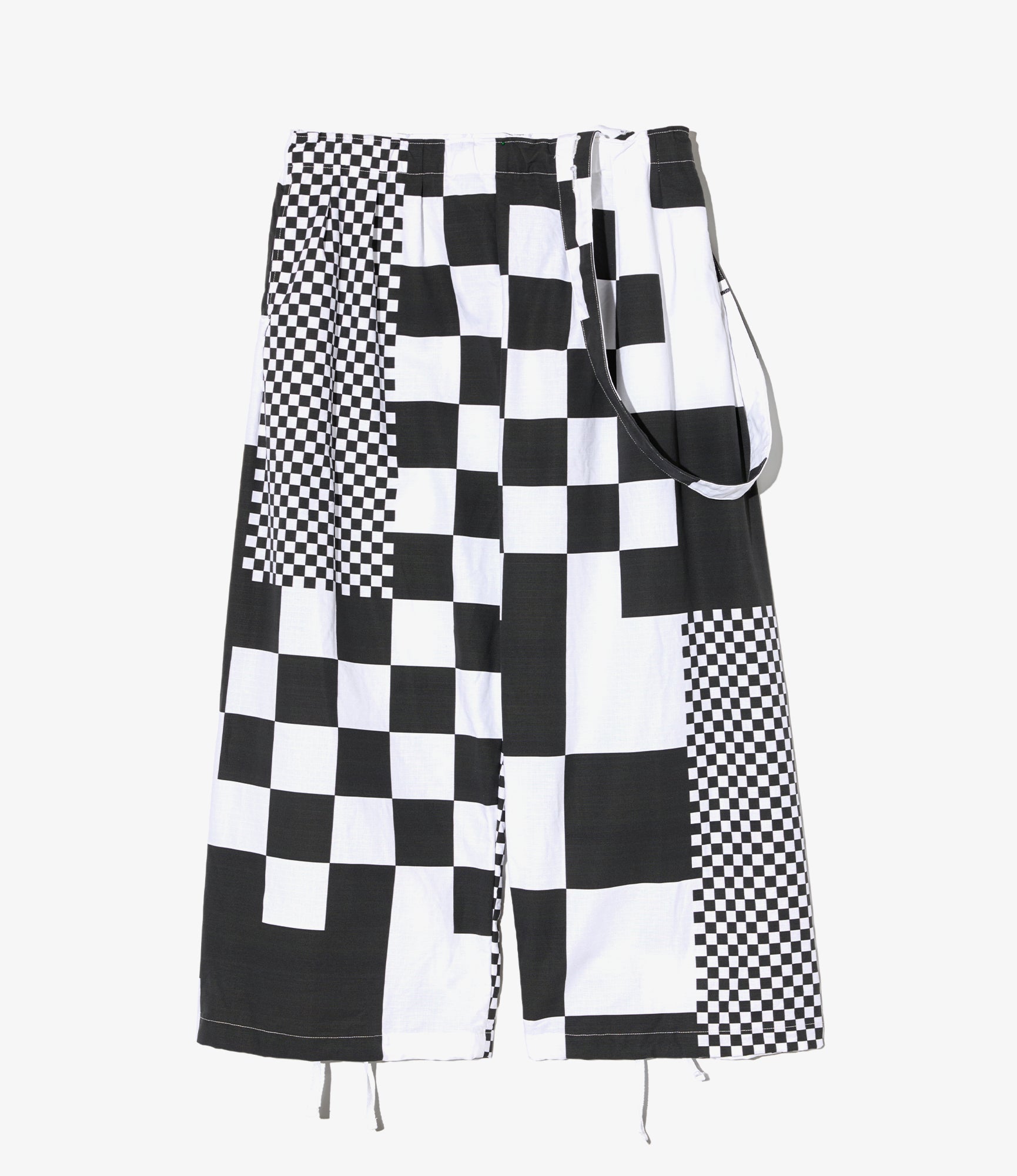 Women's Balloon Pant - White/Black Checker Print Cotton Ripstop