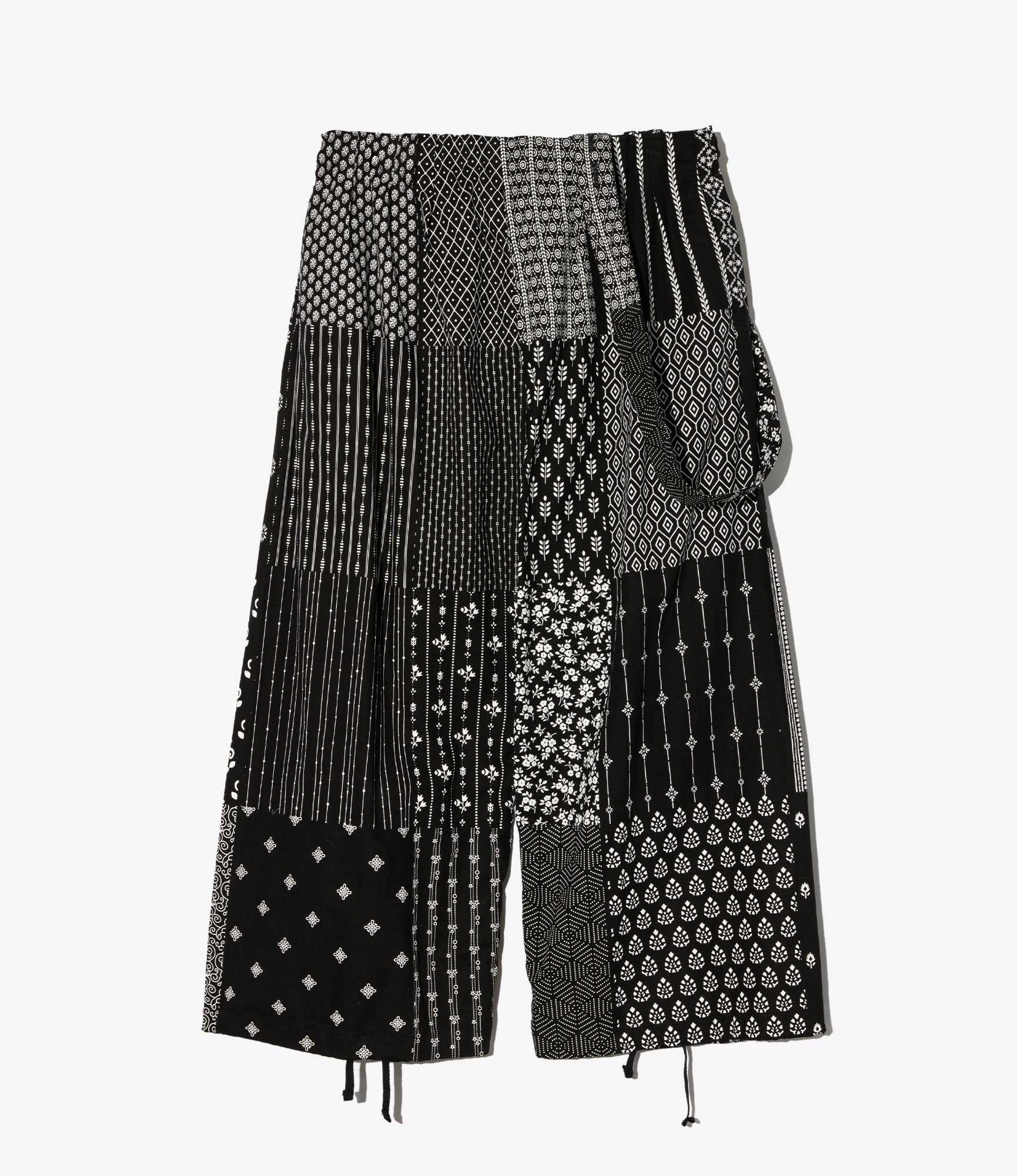 Women's Balloon Pant - Black/White Cotton Patchwork Print