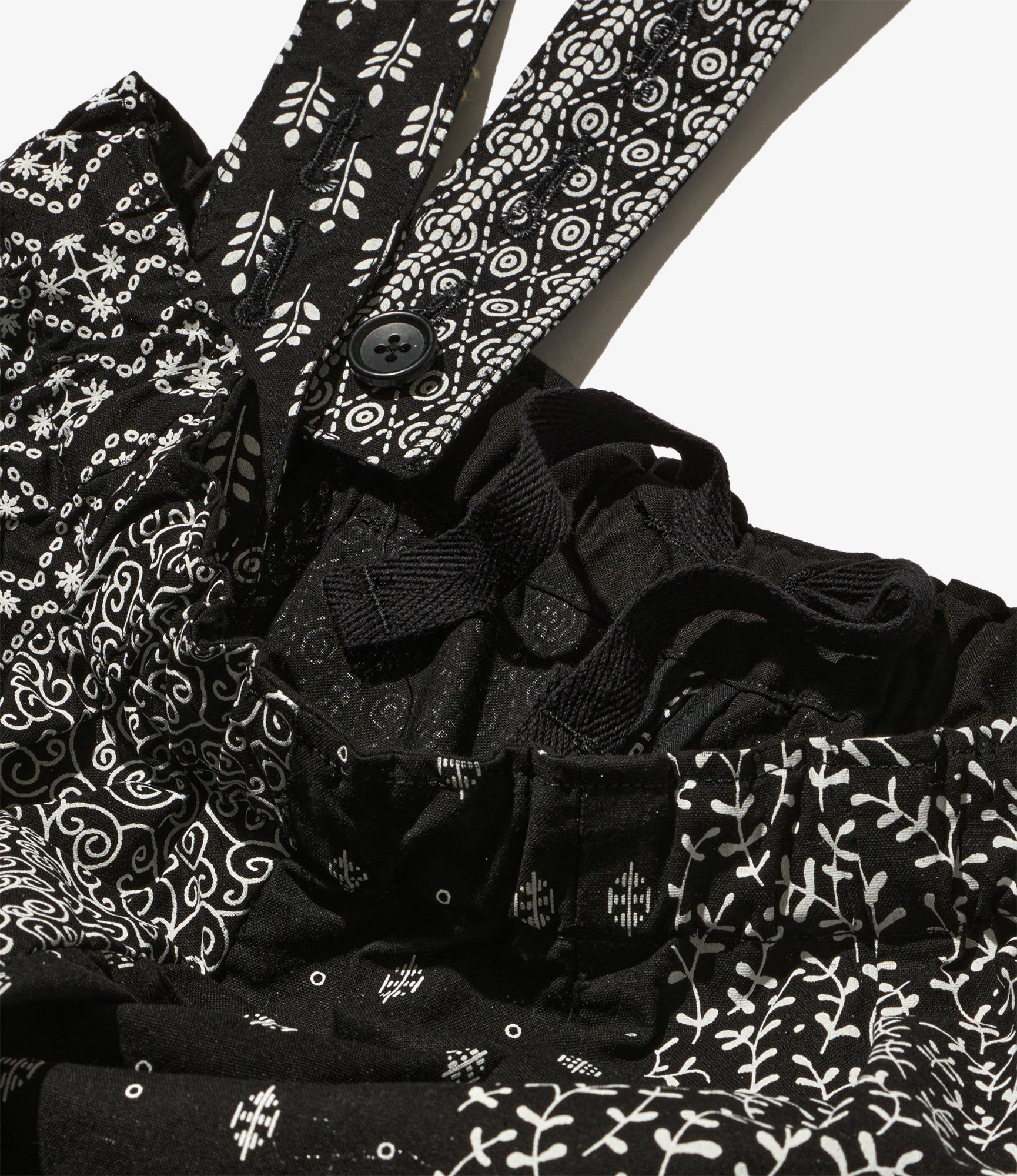 Women's Balloon Pant - Black/White Cotton Patchwork Print