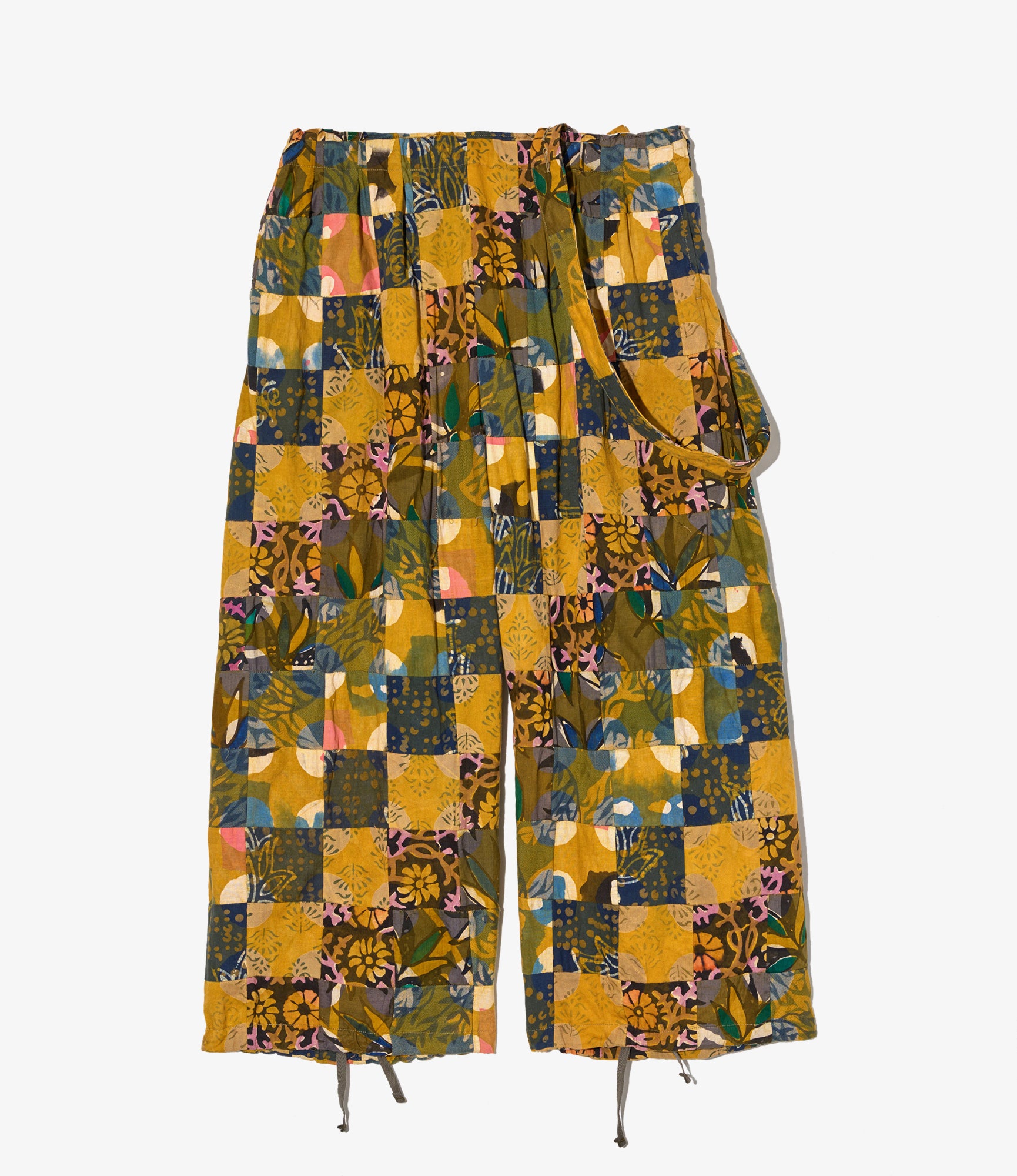 Women's Balloon Pant - Olive Cotton Multi Pattern Patchwork
