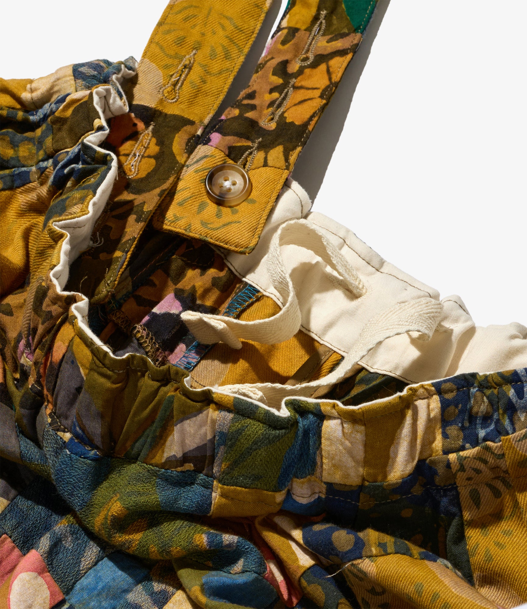 Women's Balloon Pant - Olive Cotton Multi Pattern Patchwork