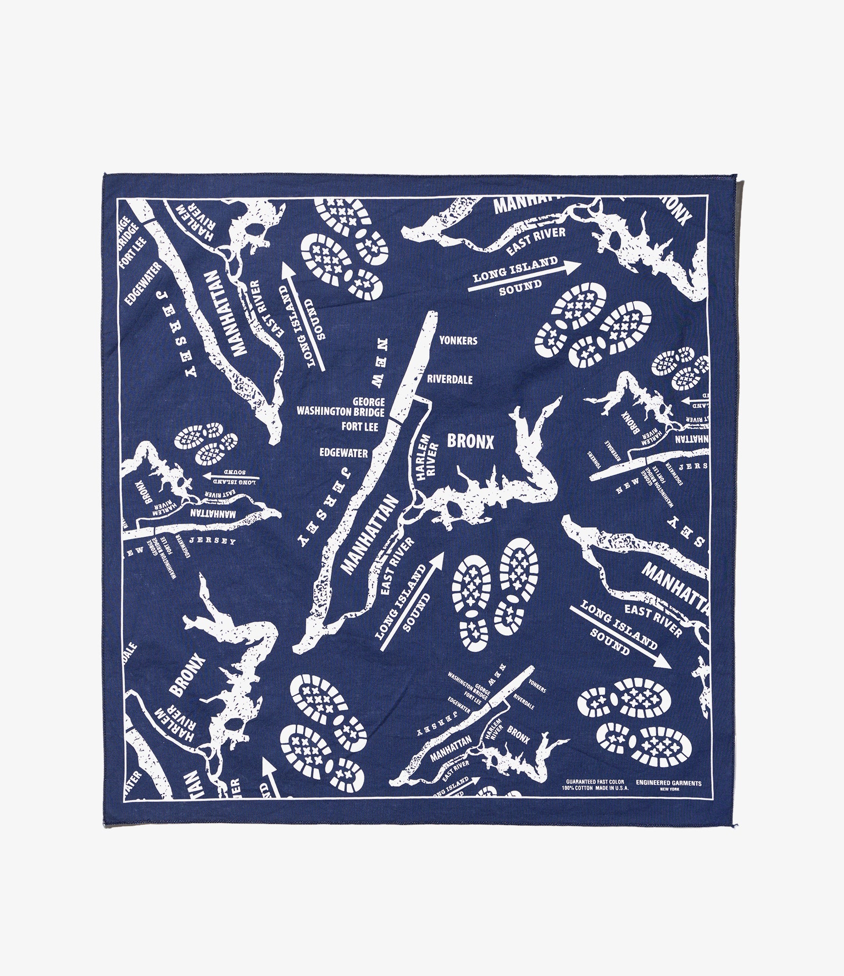 Printed Bandana - Navy - Map